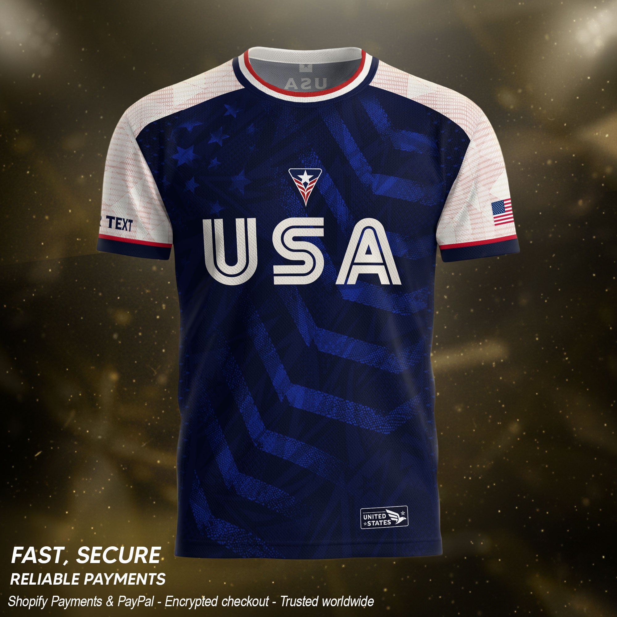 Custom Dark Blue USA Soccer Jersey - Personalized Name & Number American Sports Gear