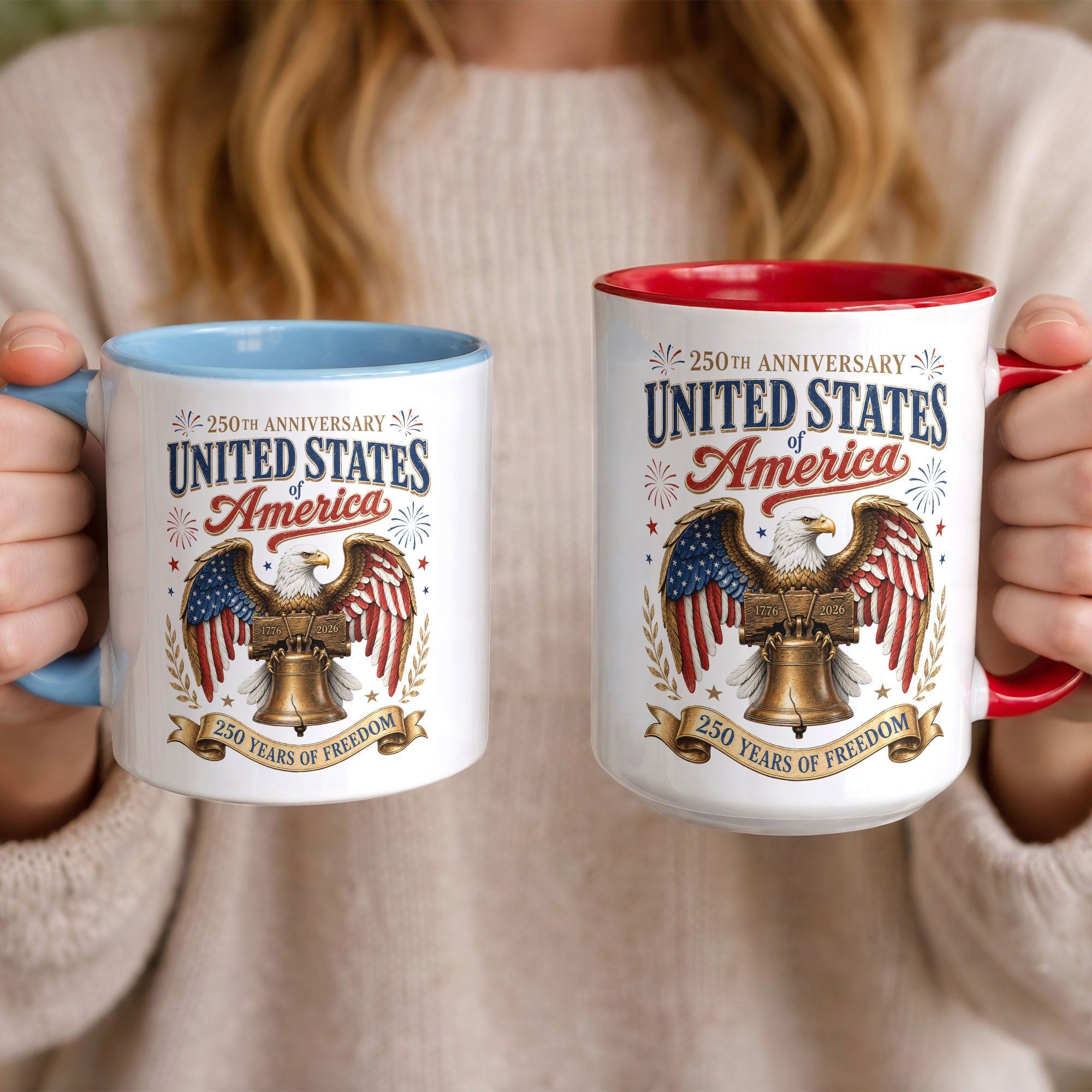 United States Accent Mug American Eagle Liberty Bell Patriotic 1776 2026 Cup