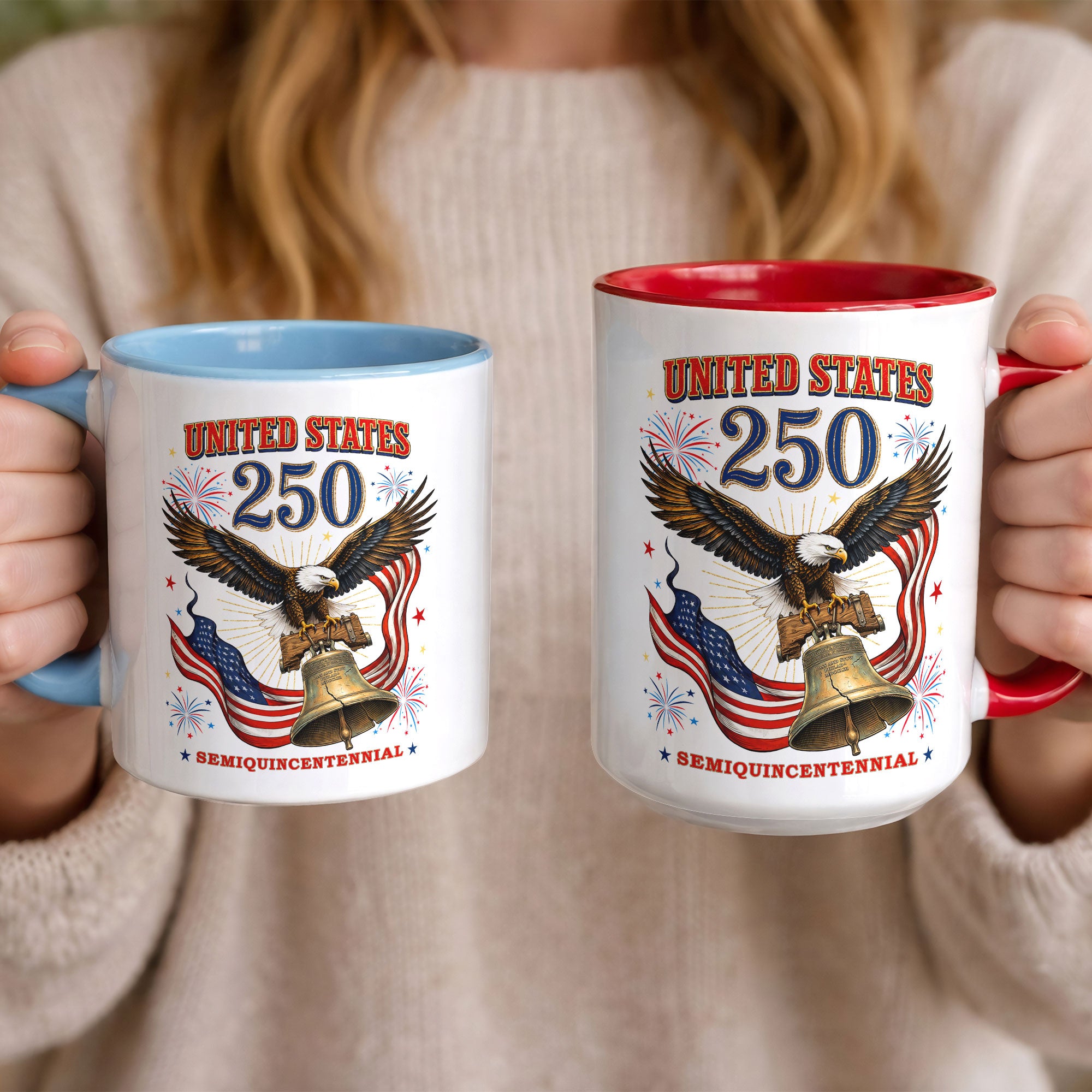 United States Accent Mug American Eagle Liberty Bell Patriotic Fireworks Gift Cup