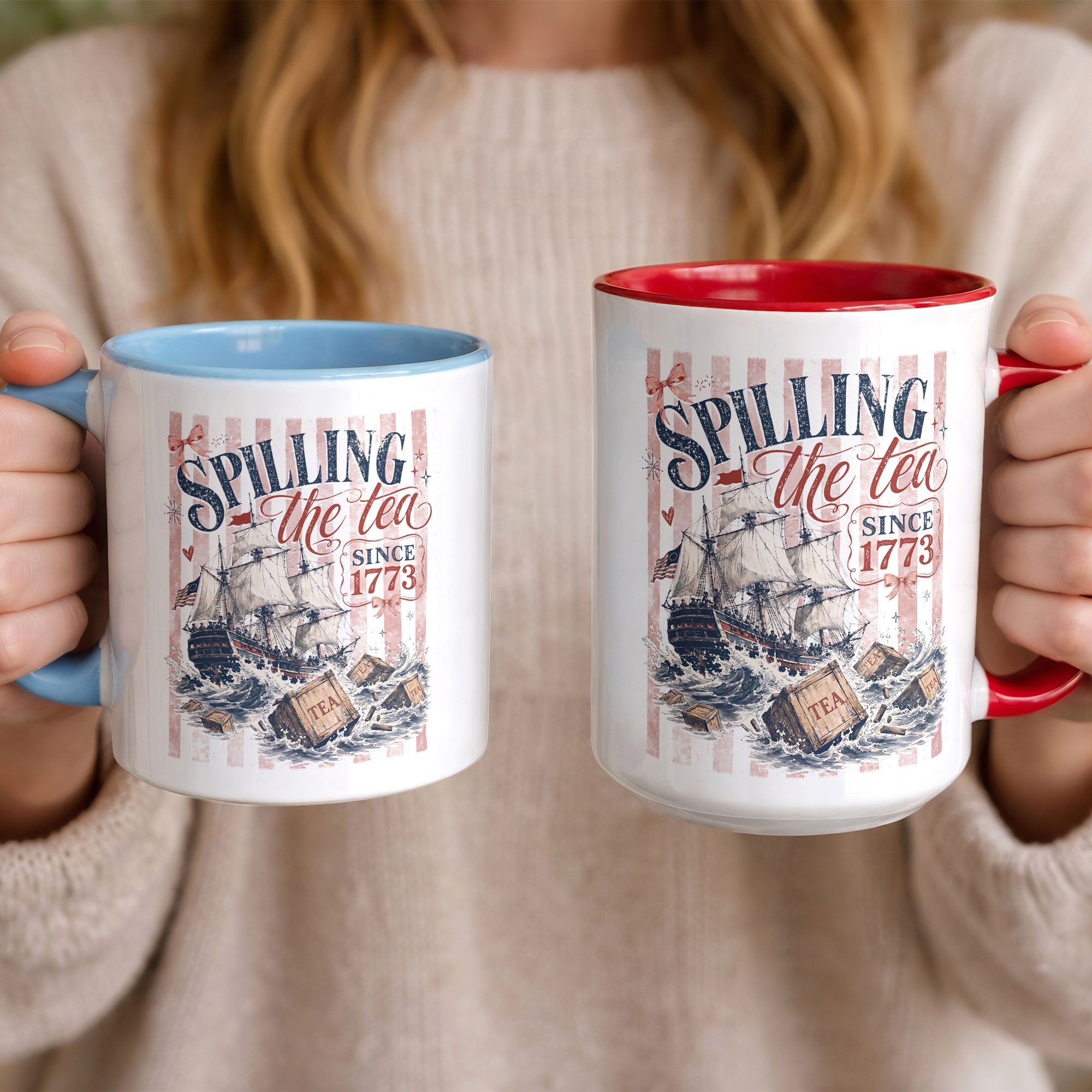 Patriotic Spilling The Tea Since 1773 Accent Mug Gift For American History Lovers