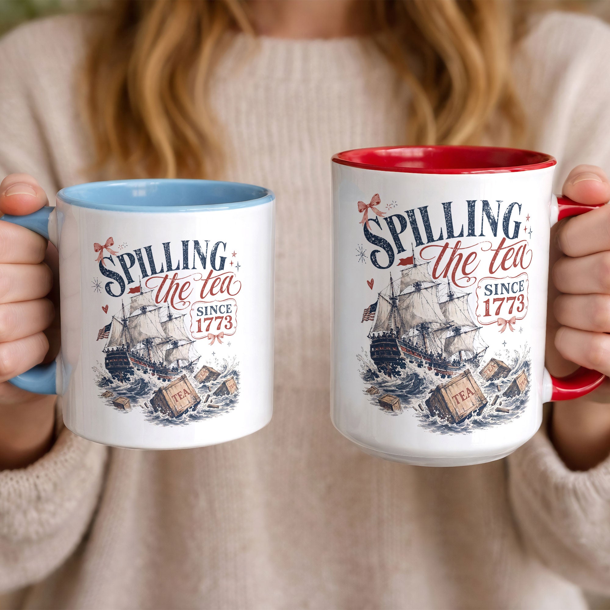 Unique Spilling The Tea Since 1773 Accent Mug Patriotic Historical Ceramic Cup