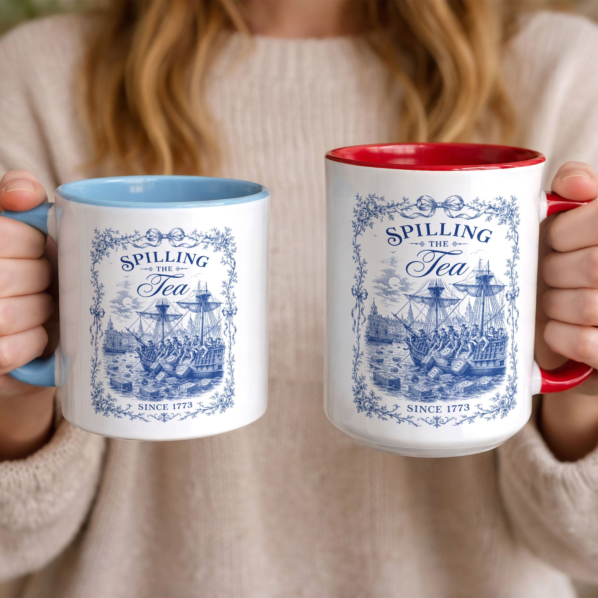 Classic Spilling The Tea Since 1773 Accent Mug Patriotic Historical Ceramic Vessel