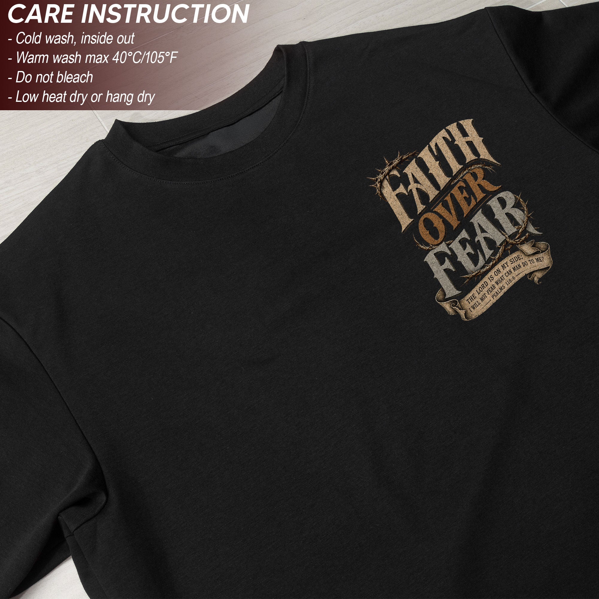 Faith Over Fear T Shirt Christian Crown Of Thorns Psalms 118 6 Religious Tee Top