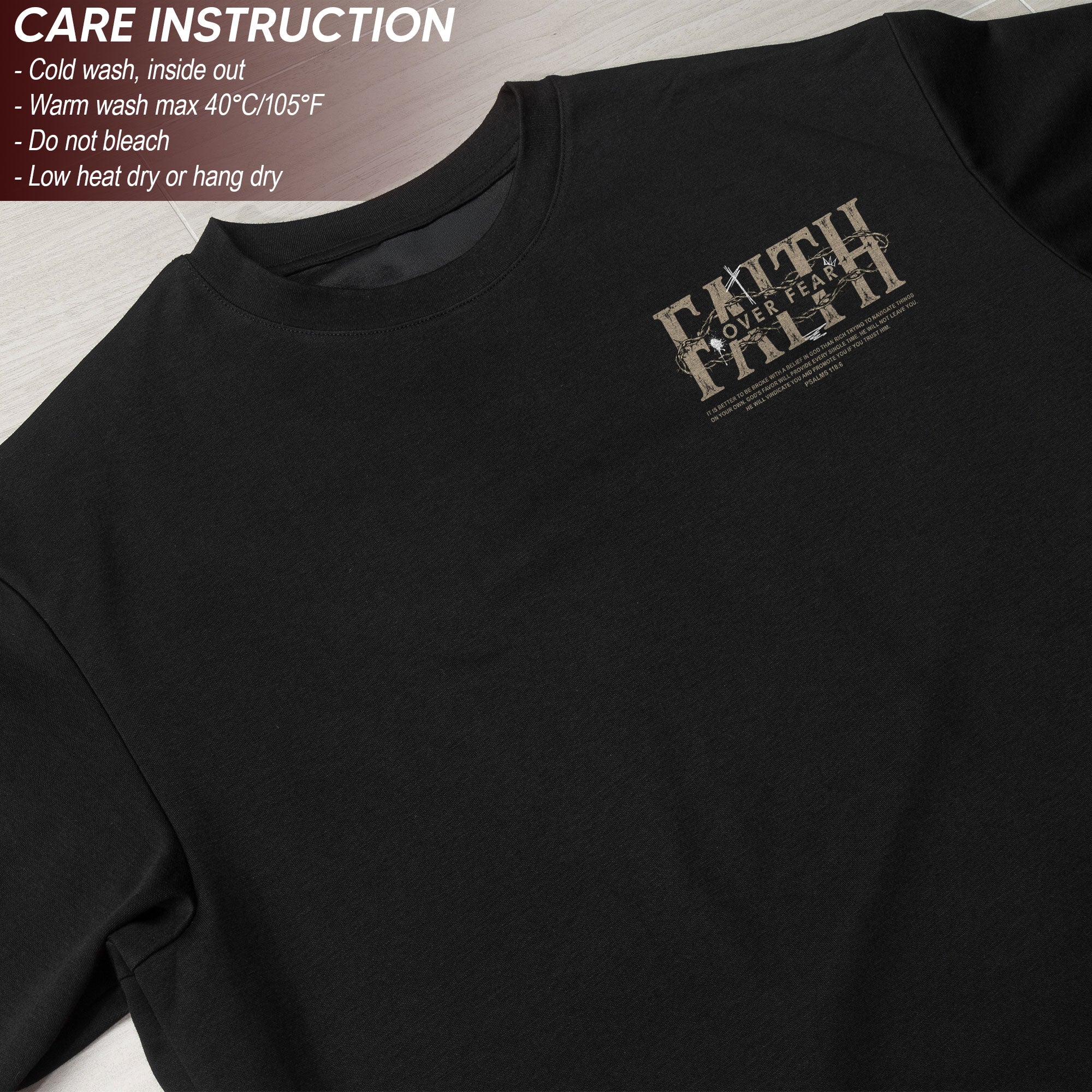 Faith Over Fear T Shirt Christian Psalms 118 6 Cross Crown Of Thorns Religious Tee Apparel - Rust Field Wear