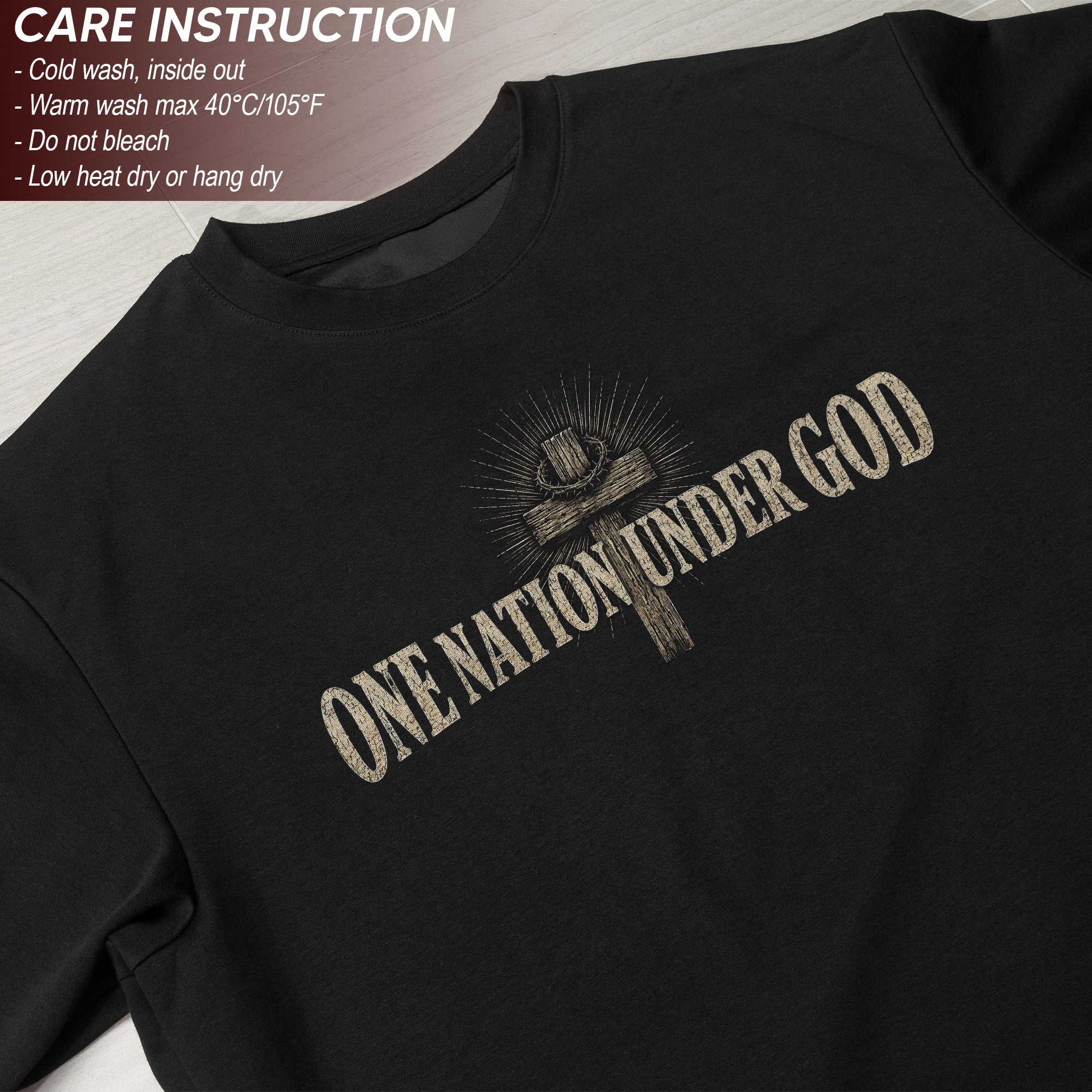 One Nation Under God Shirt Patriotic Christian Men Shirt Jesus Crown Of Thorns Cross Tee