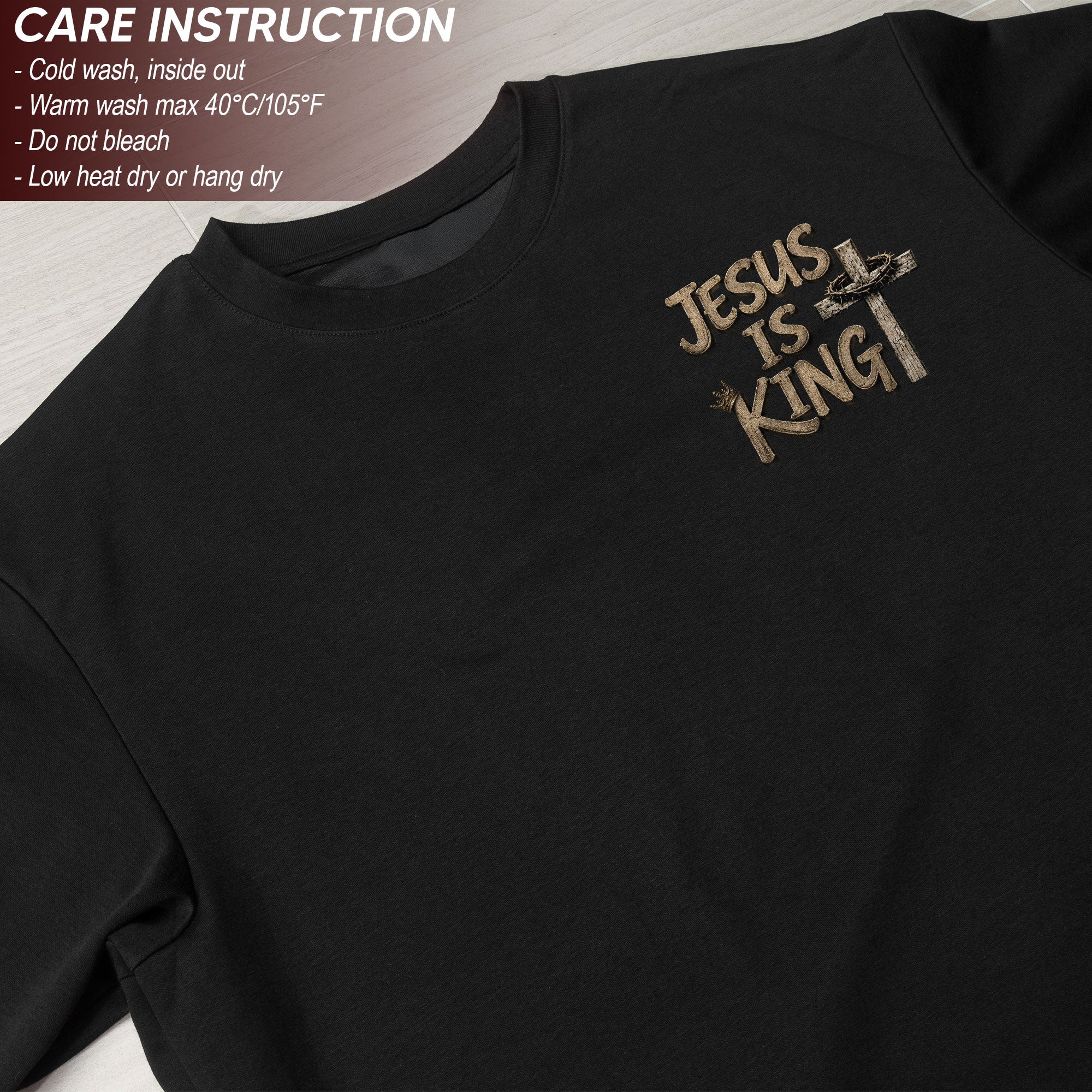 Jesus Is King Shirt Christian Men Shirt Angel Wings Cross Tee Crown Of Thorns Faith Graphic