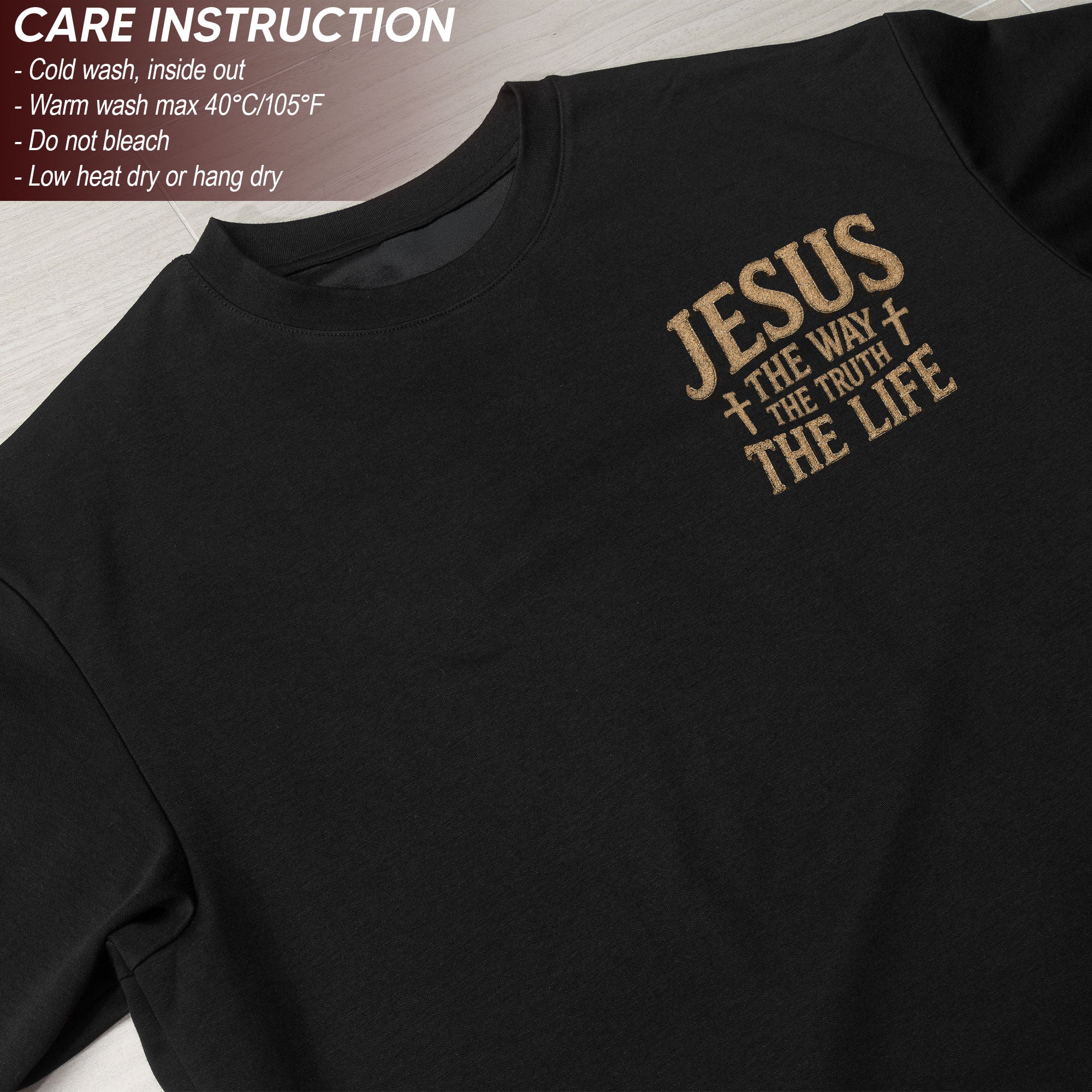Jesus The Way The Truth The Life Cross Wings Crown Of Thorns Christian T Shirt Men