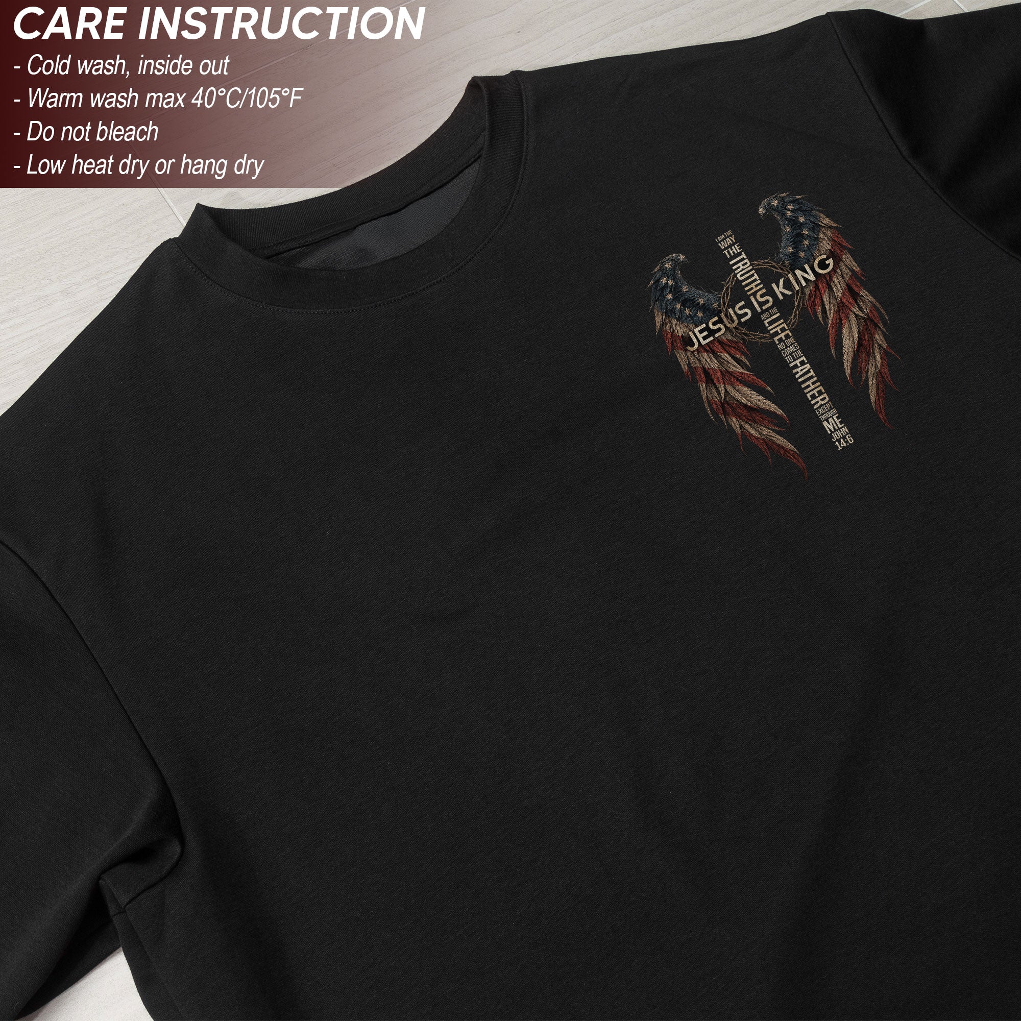 Jesus Is King T Shirt American Flag Wings Crown Of Thorns Cross John 14 6 Apparel