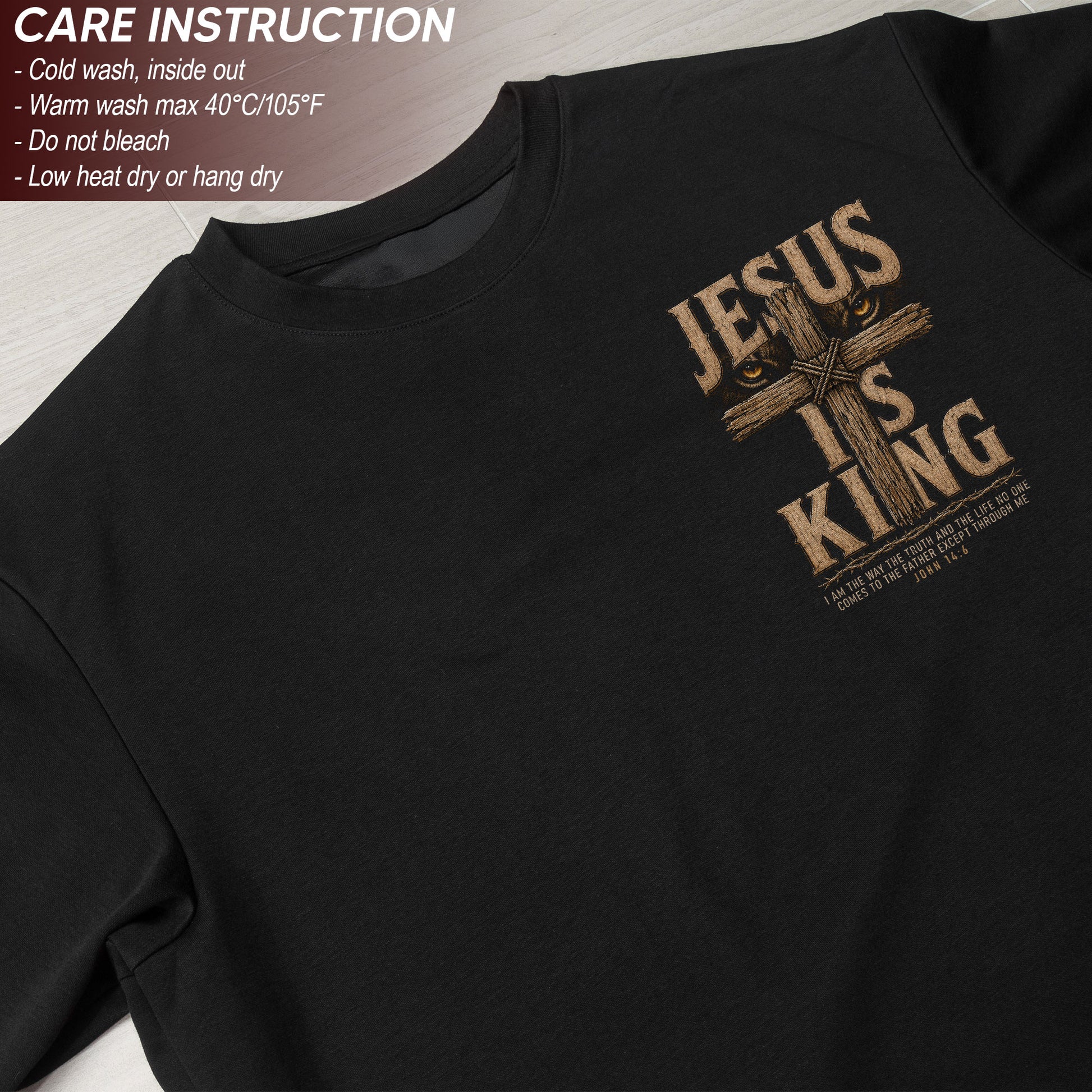 Jesus Is King T Shirt Christian Cross John 14 6 Bible Verse Religious Graphic Tee Apparel - Rust Field Wear