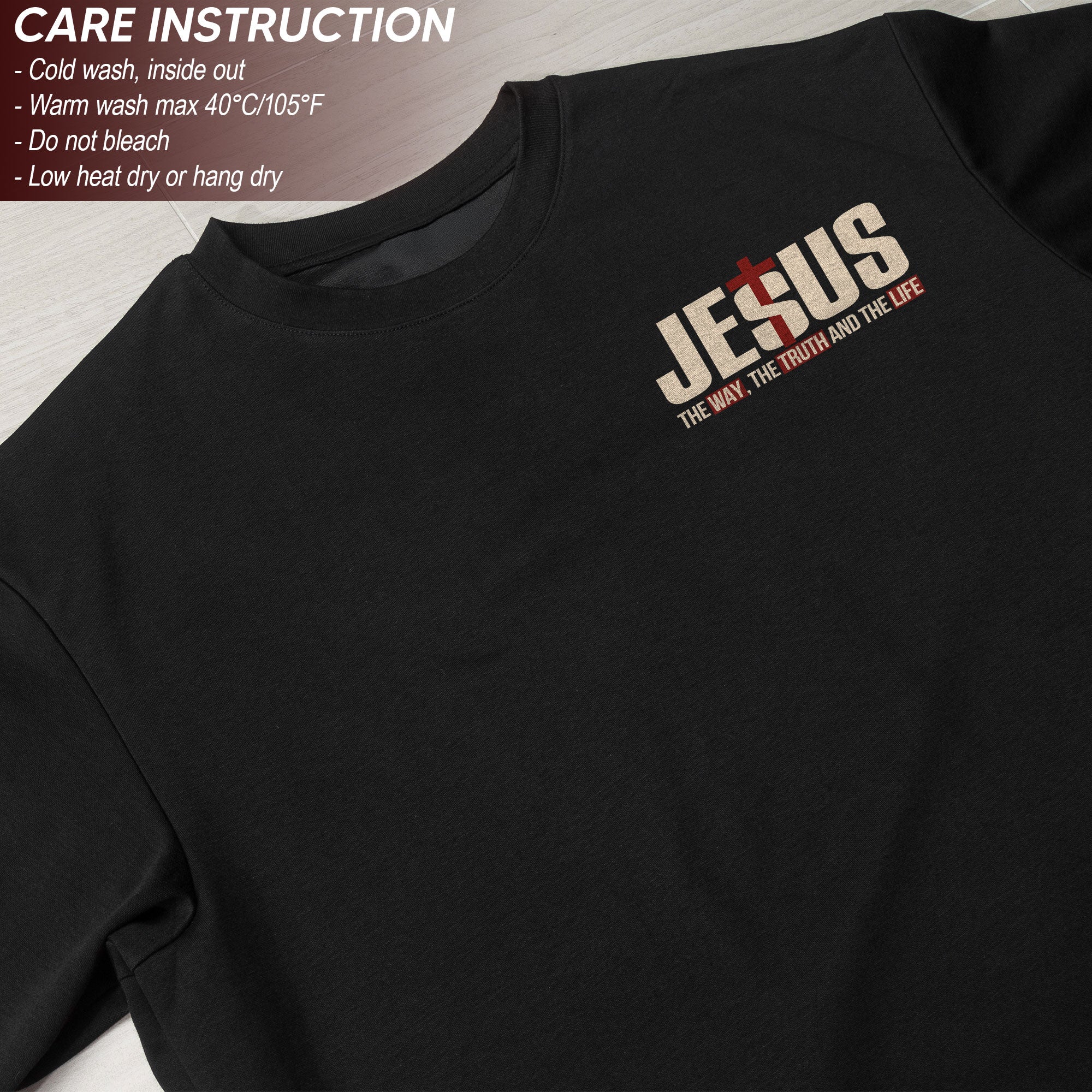 The Way The Truth The Life Christian T Shirt with American Flag Cross and Crown of Thorns
