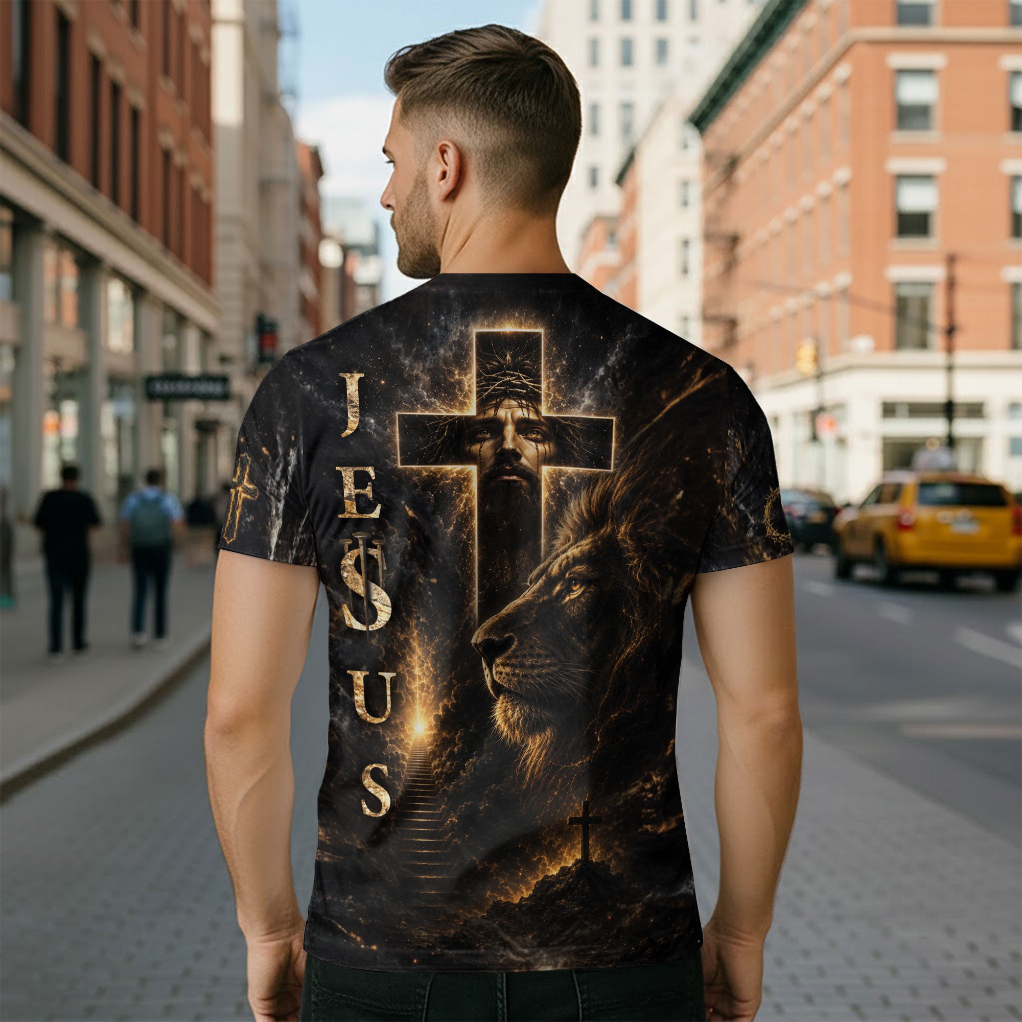 I Cant But I Know A Guy Jesus Lion Cross Christian 3D Graphic Crewneck Shirt For Men