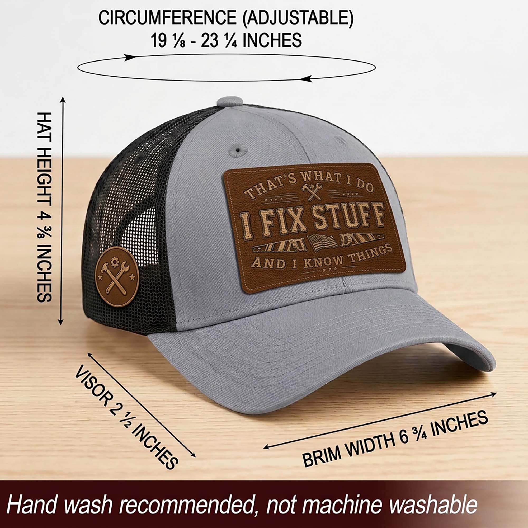 That's What I Do I Fix Stuff Leather Patch Gray Trucker Hat Cool Handyman Gift Idea