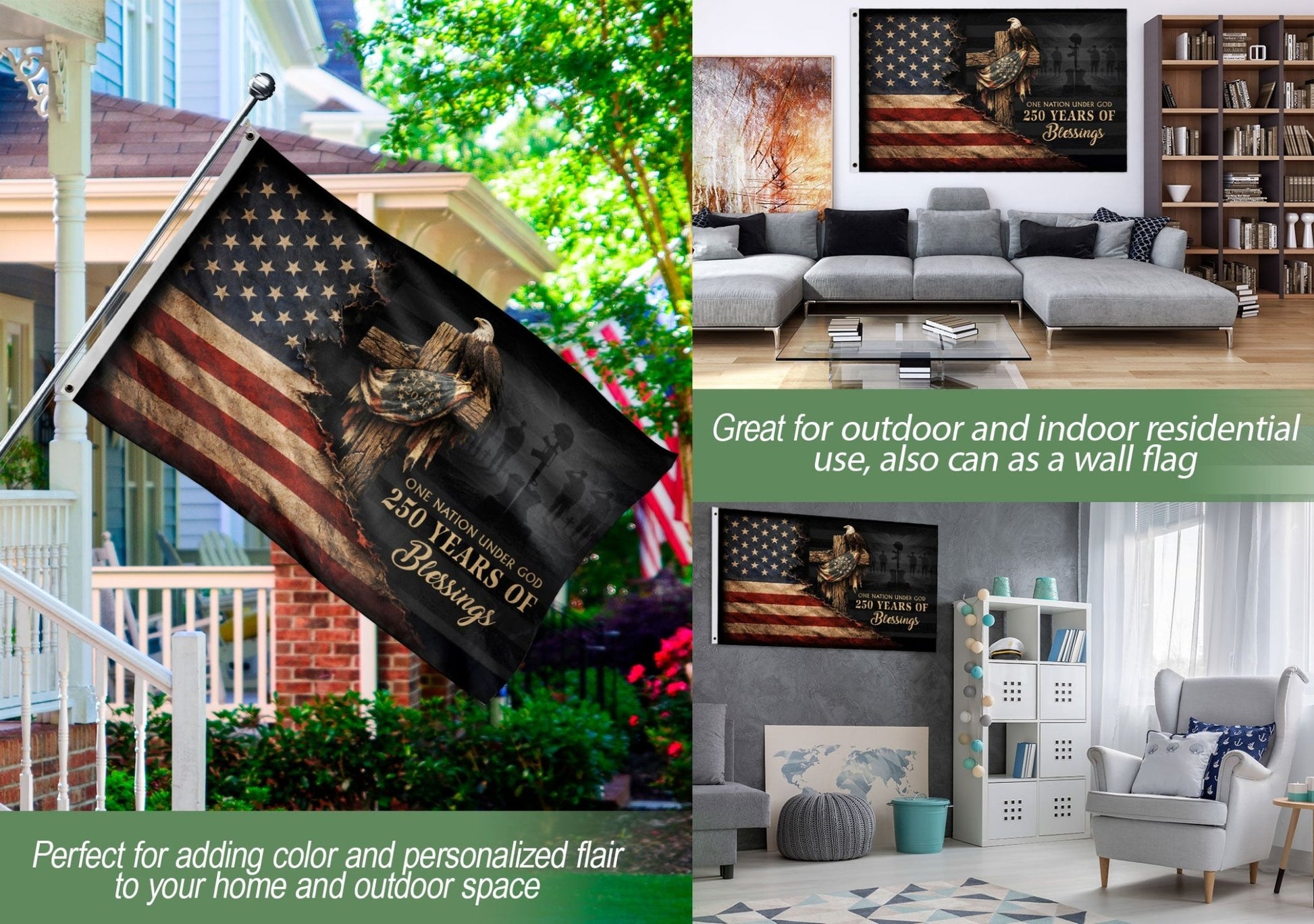 American Christian Freedom Flag 1776–2026 Patriotic Yard Decor - Rust Field Wear