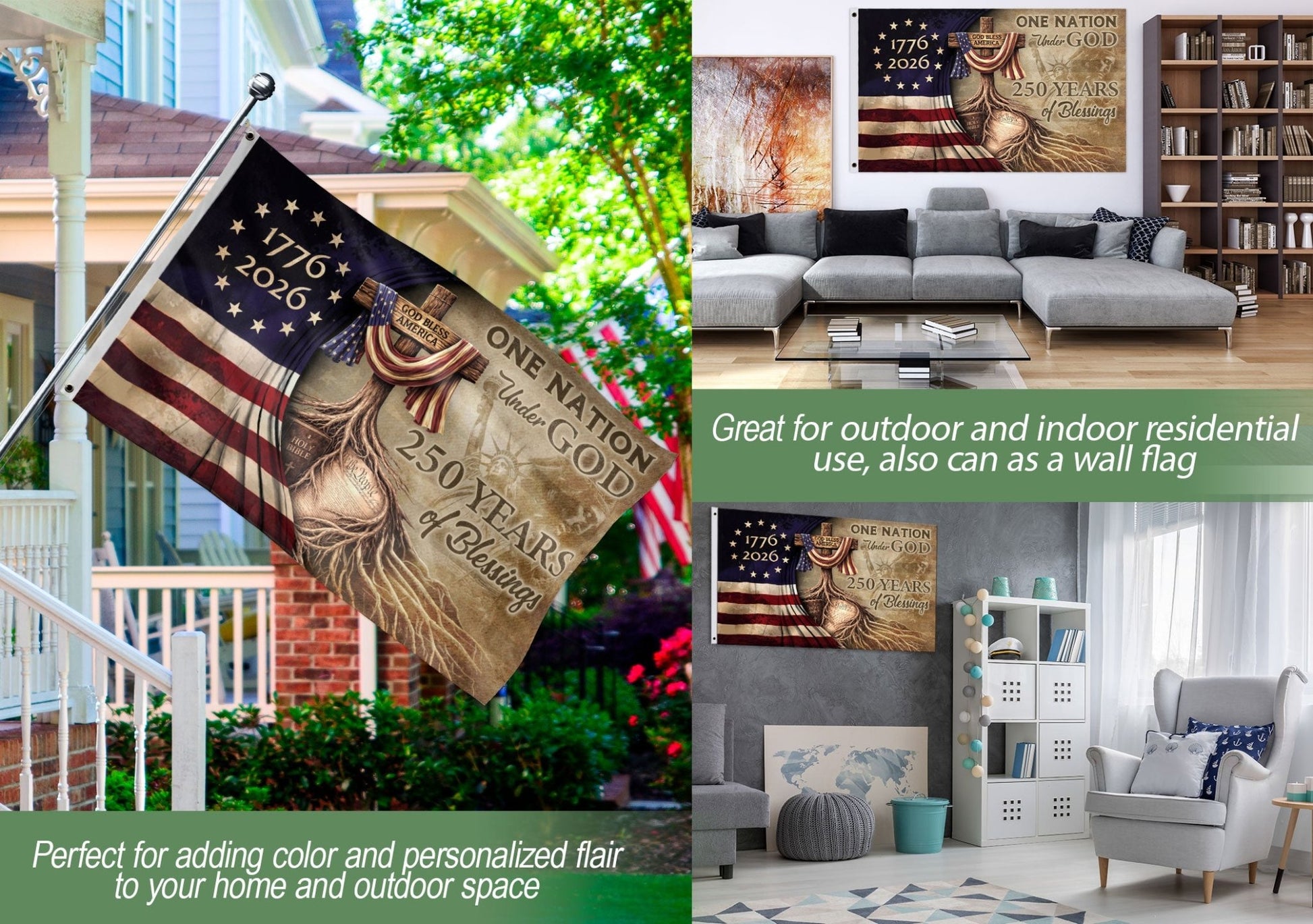 USA Faith and Freedom Christian Flag Patriotic Yard Decoration - Rust Field Wear