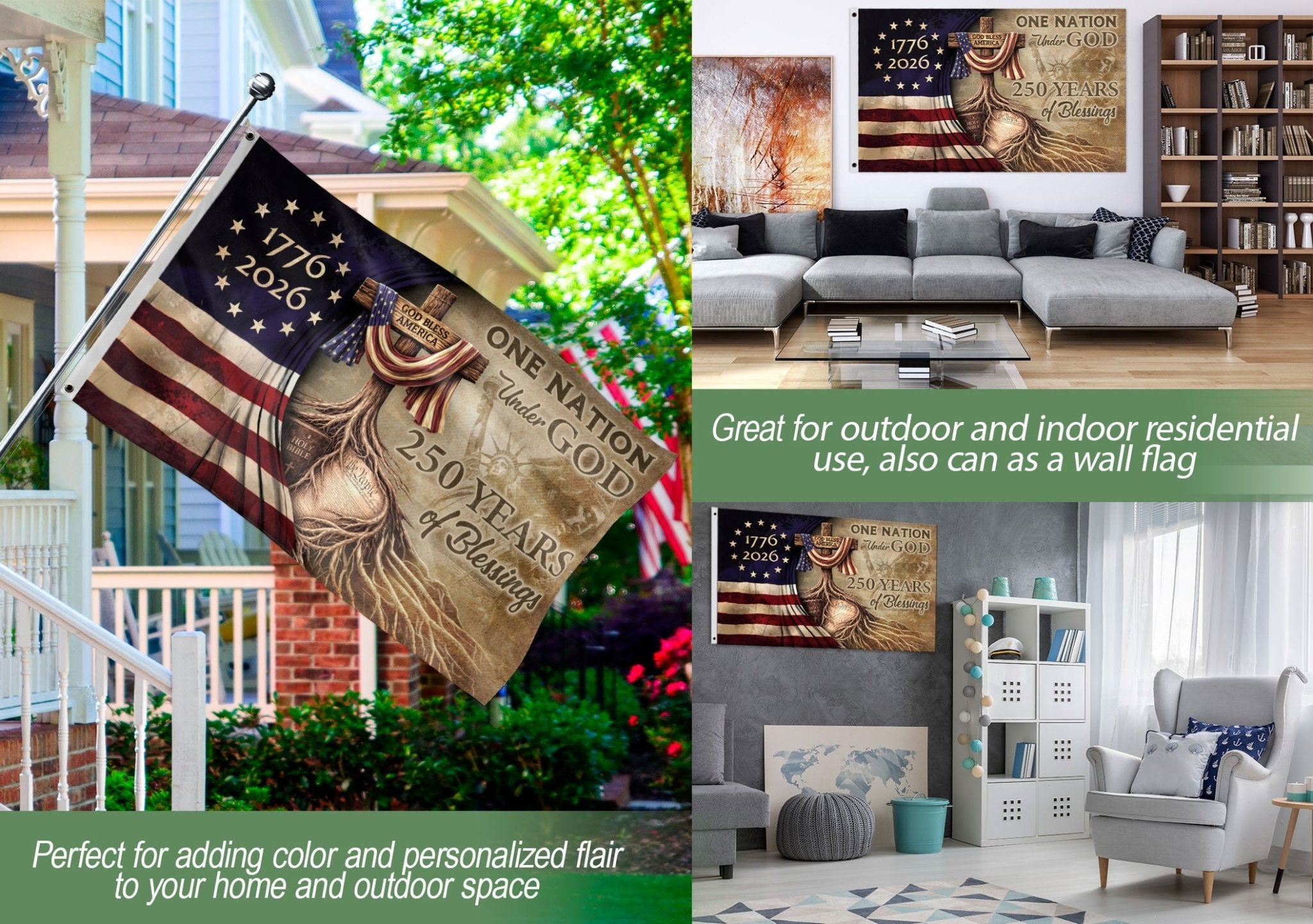 USA Faith and Freedom Christian Flag Patriotic Yard Decoration - Rust Field Wear