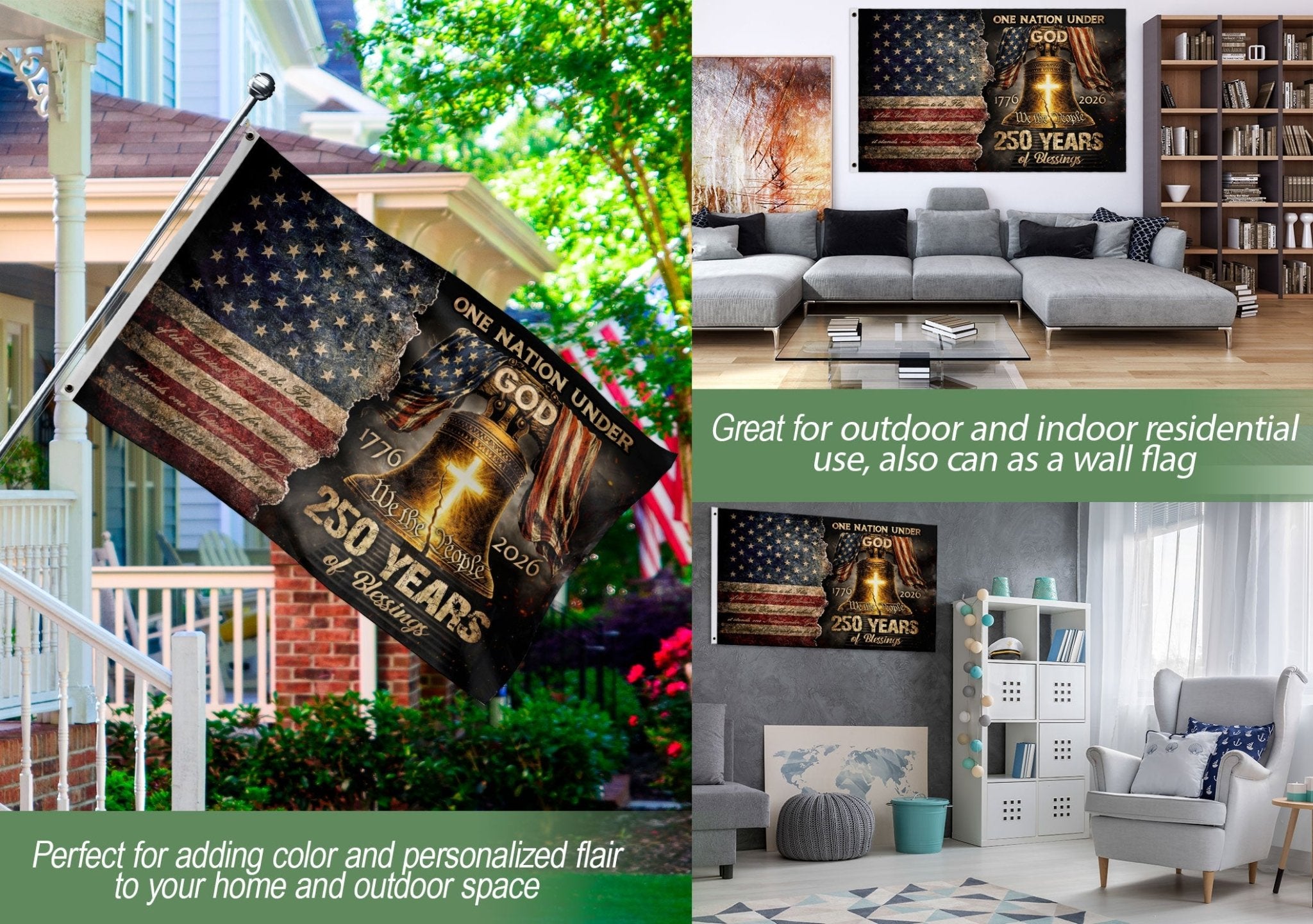 One Nation Under God America Religious US 250th Anniversary Flag – 250 Years of Blessings - Rust Field Wear