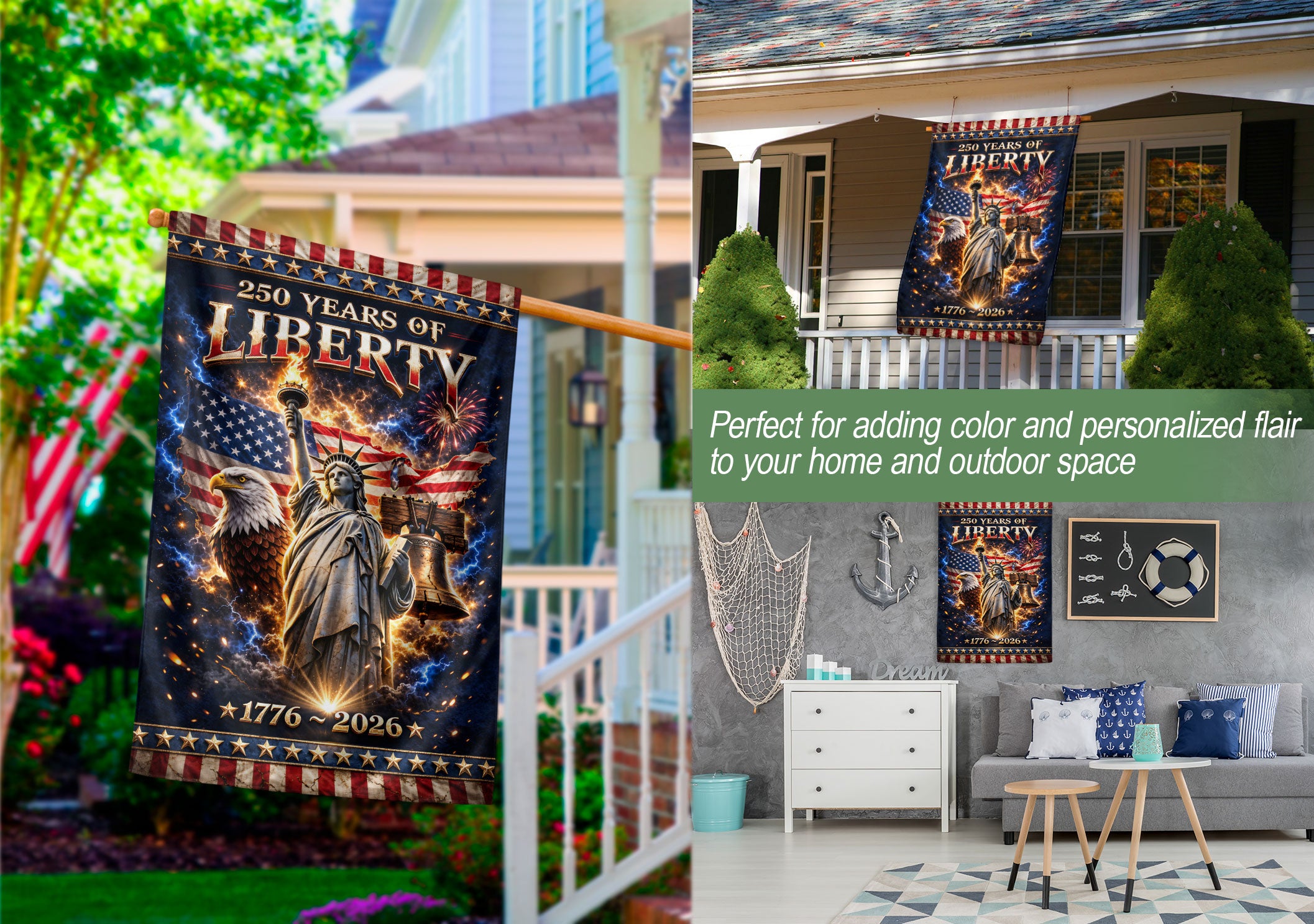 250 Years of Liberty Garden Flag 1776-2026 – One Nation Under God Christian Values Double Sided Patriotic Flag