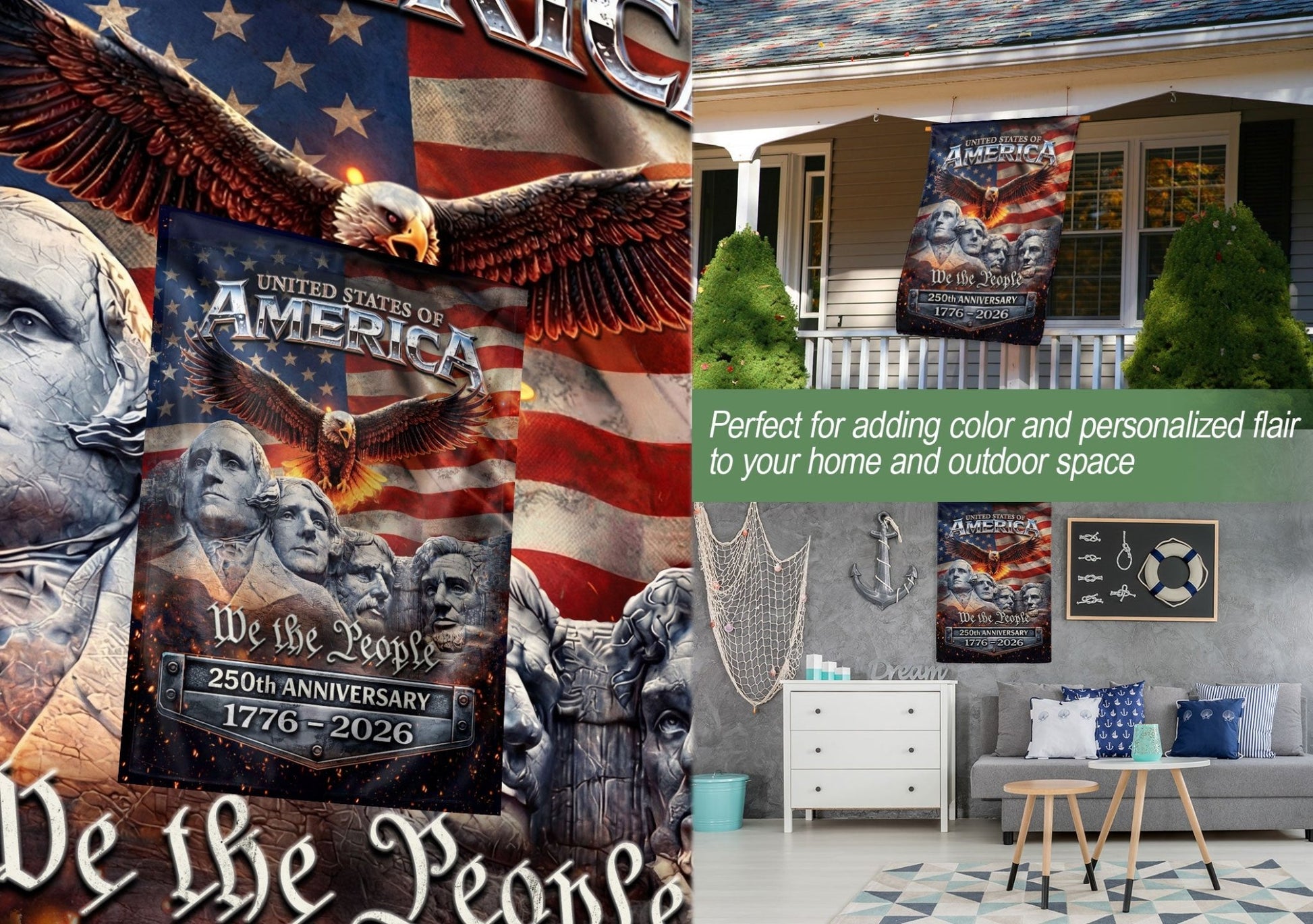 American Flag 250 Year Anniversary Garden Flag 1776-2026 – USA 250th Anniversary Patriotic Outdoor Yard Decor - Rust Field Wear