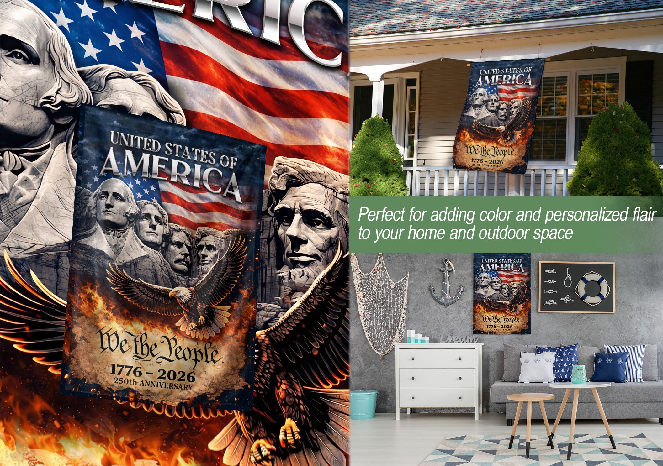 USA 250th Anniversary Flag 1776-2026 – 250 Year American Anniversary Patriotic Garden Flag Outdoor Yard Decoration