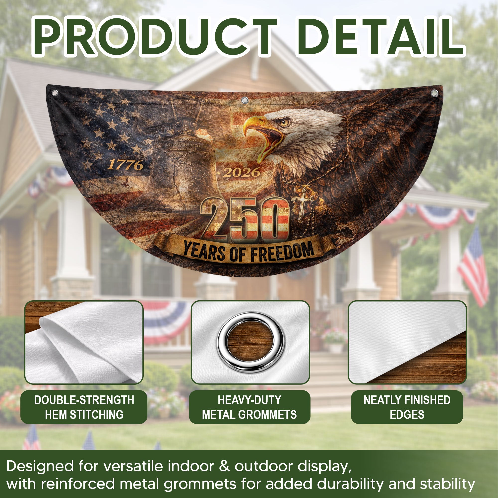 Fence Flag 250th Anniversary USA Flag 1776 2026 Patriotic Eagle American 250 Year Celebration Flag