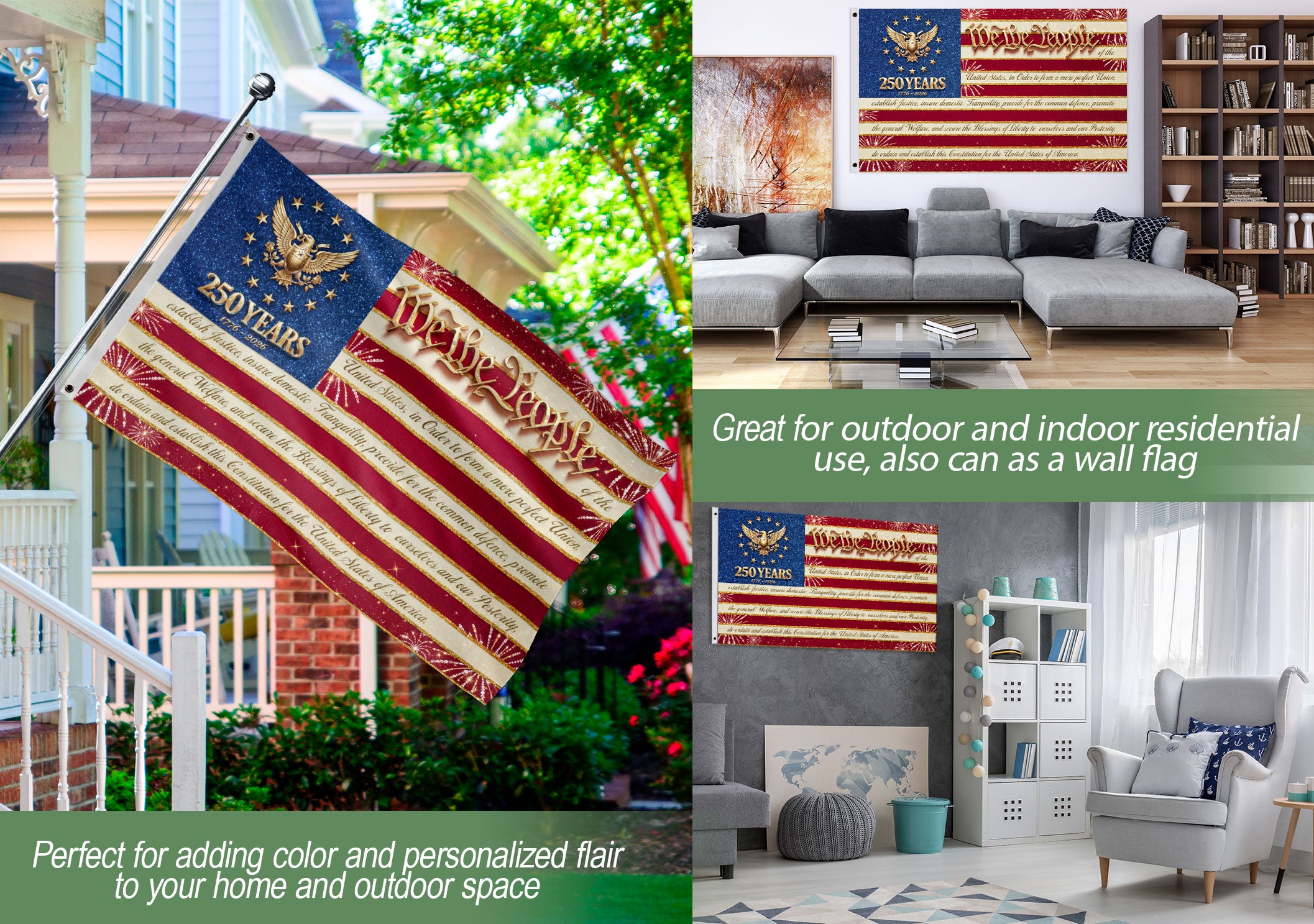 250 Years United States Flag - We The People Patriotic Home Banner 1776-2026