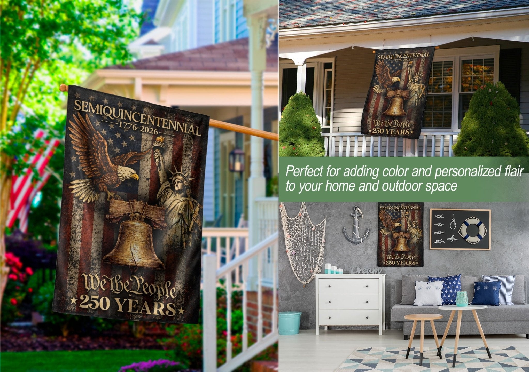 250 Years of Freedom Garden Flag - Liberty Bell & We The People Patriotic Home Decor - Rust Field Wear