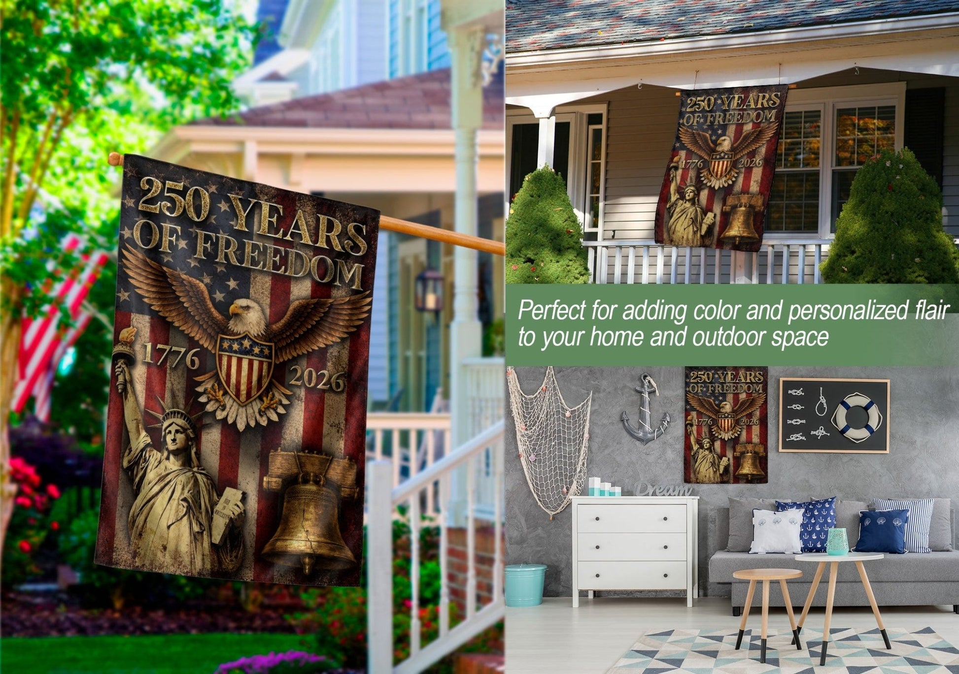 250th Anniversary United States Garden Flag - Patriotic Eagle Shield Home Decor 2026 - Rust Field Wear