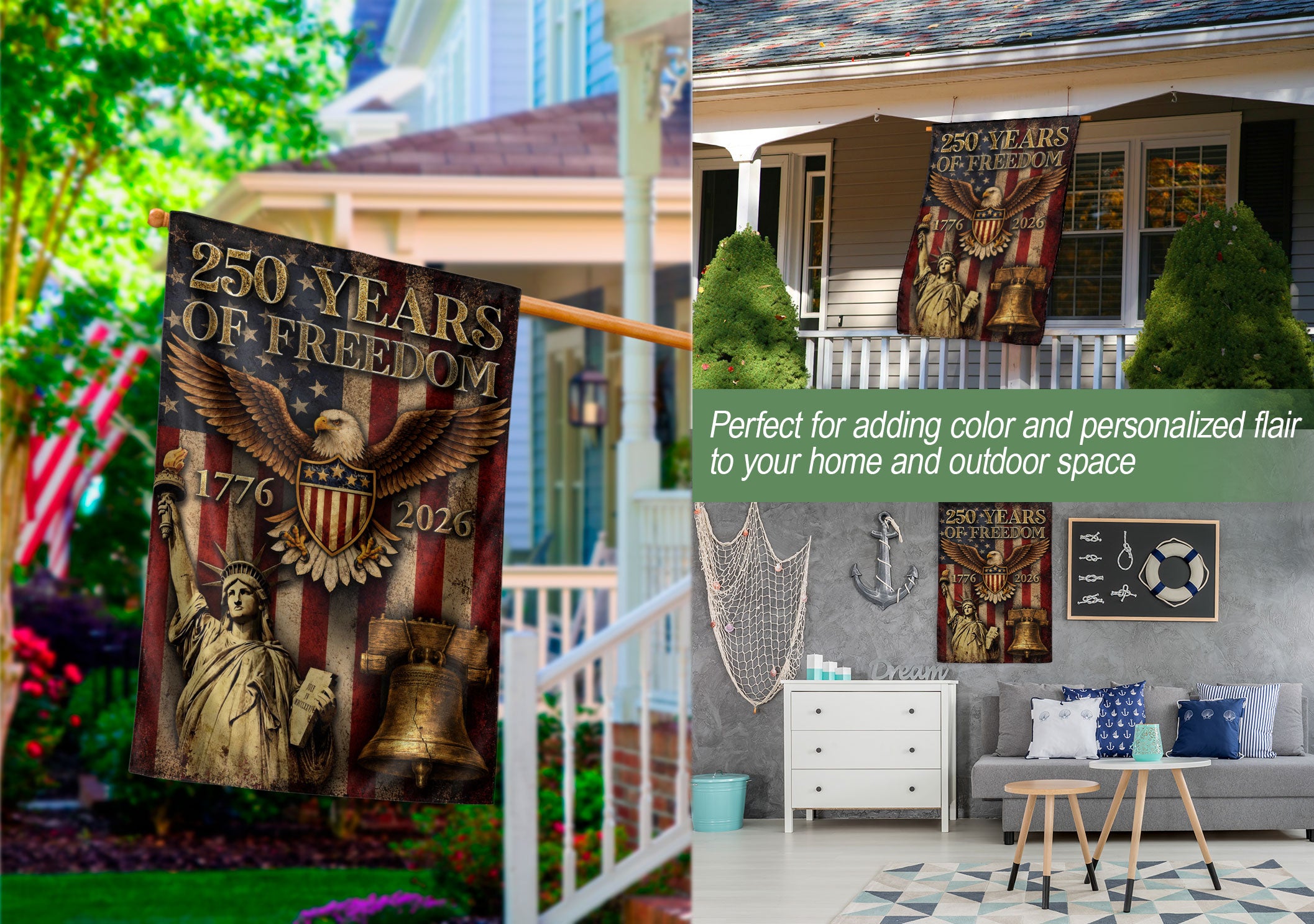 250th Anniversary United States Garden Flag - Patriotic Eagle Shield Home Decor 2026