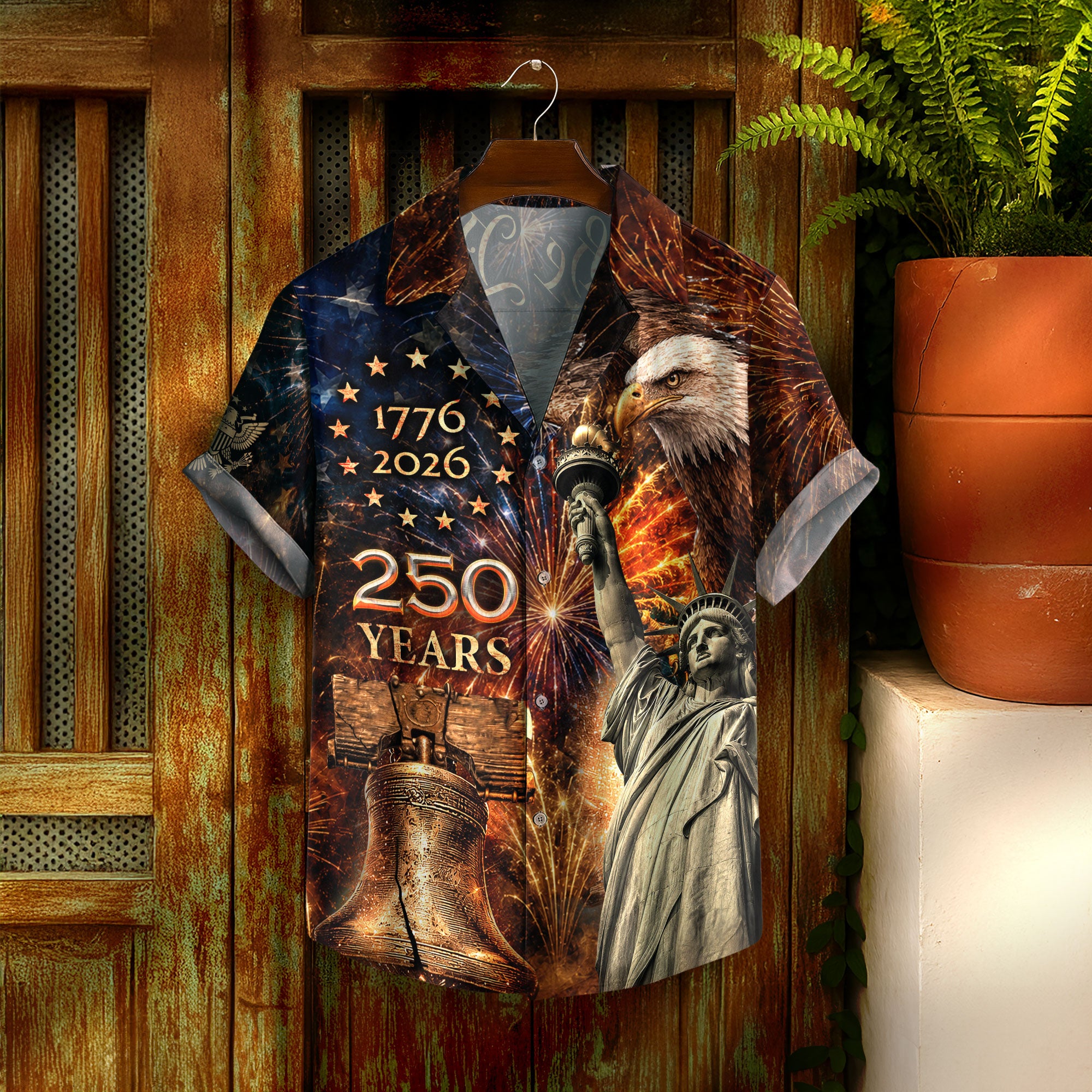 America 250th Anniversary Fireworks Hawaiian Shirt – Liberty & Eagle Tribute