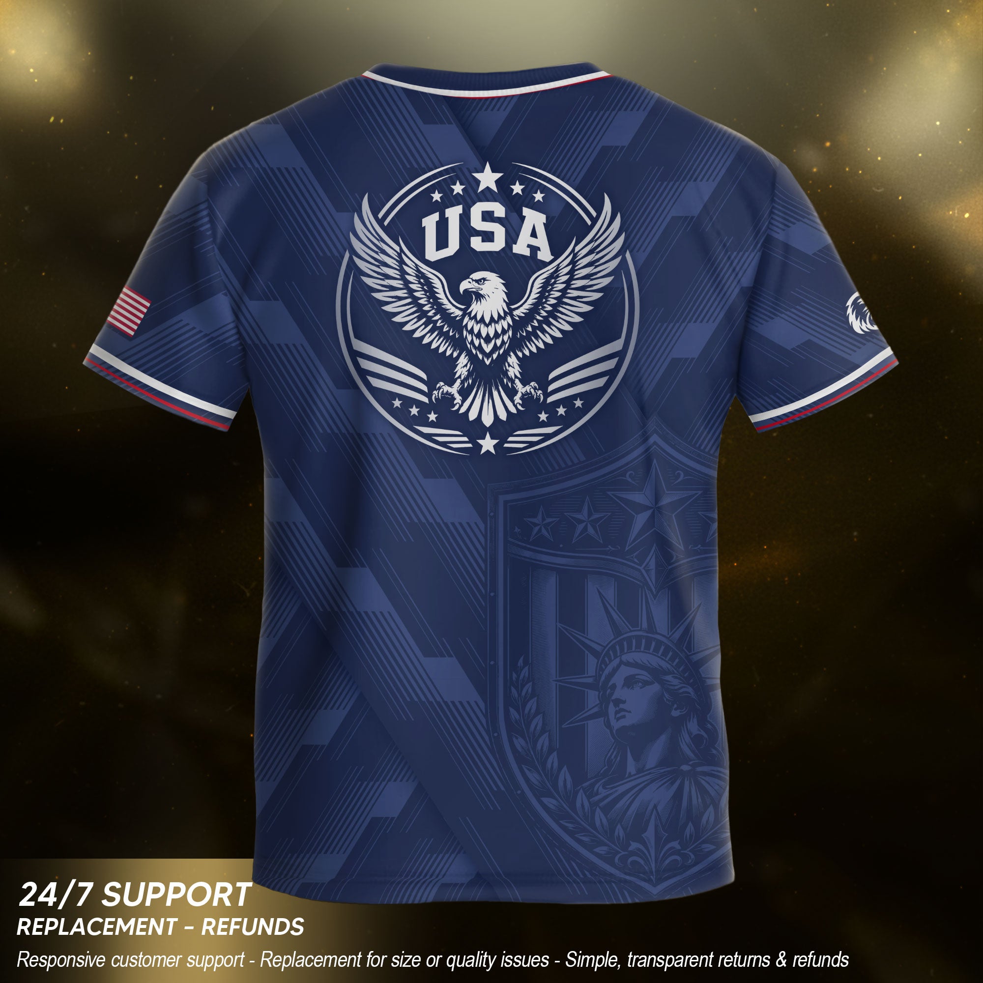 USA Soccer Jersey Kids Set Navy Patriotic Youth Football Shirt Shorts Outfit Kit