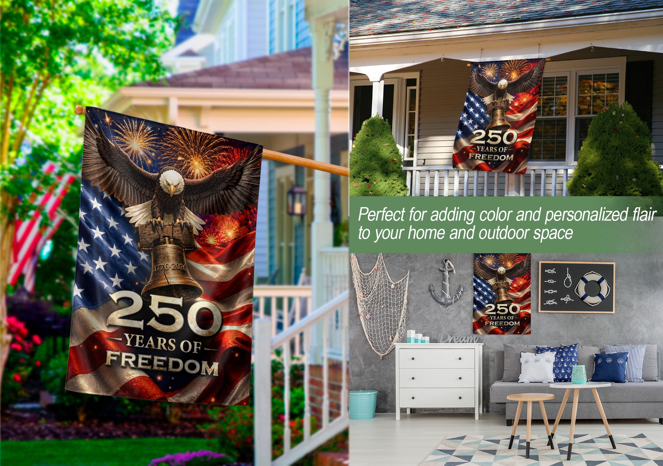 250 Years of Freedom Garden Flag American Eagle Patriotic Yard Decor USA