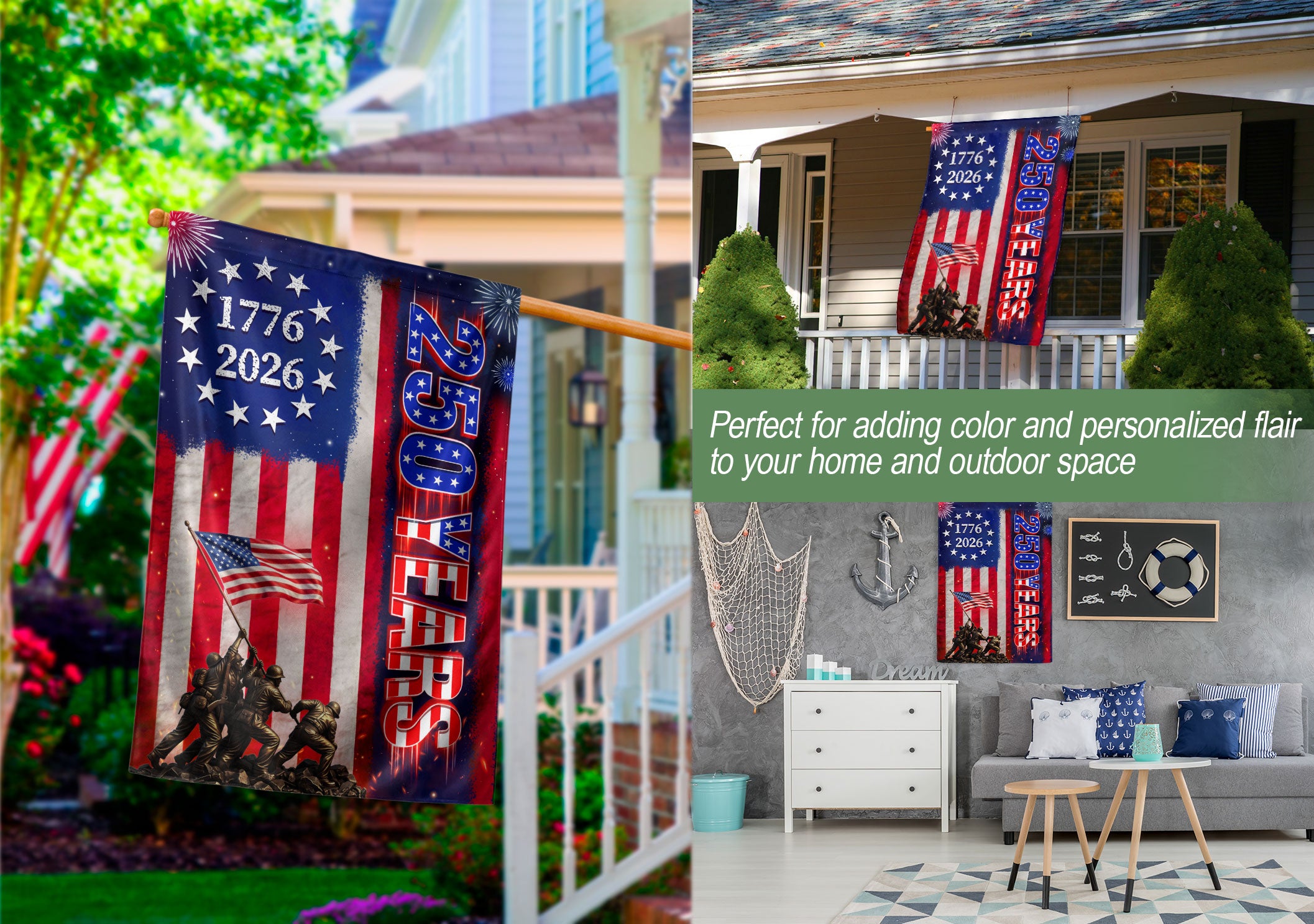 American Eagle House Flag 250th Anniversary Patriotic USA Decoration
