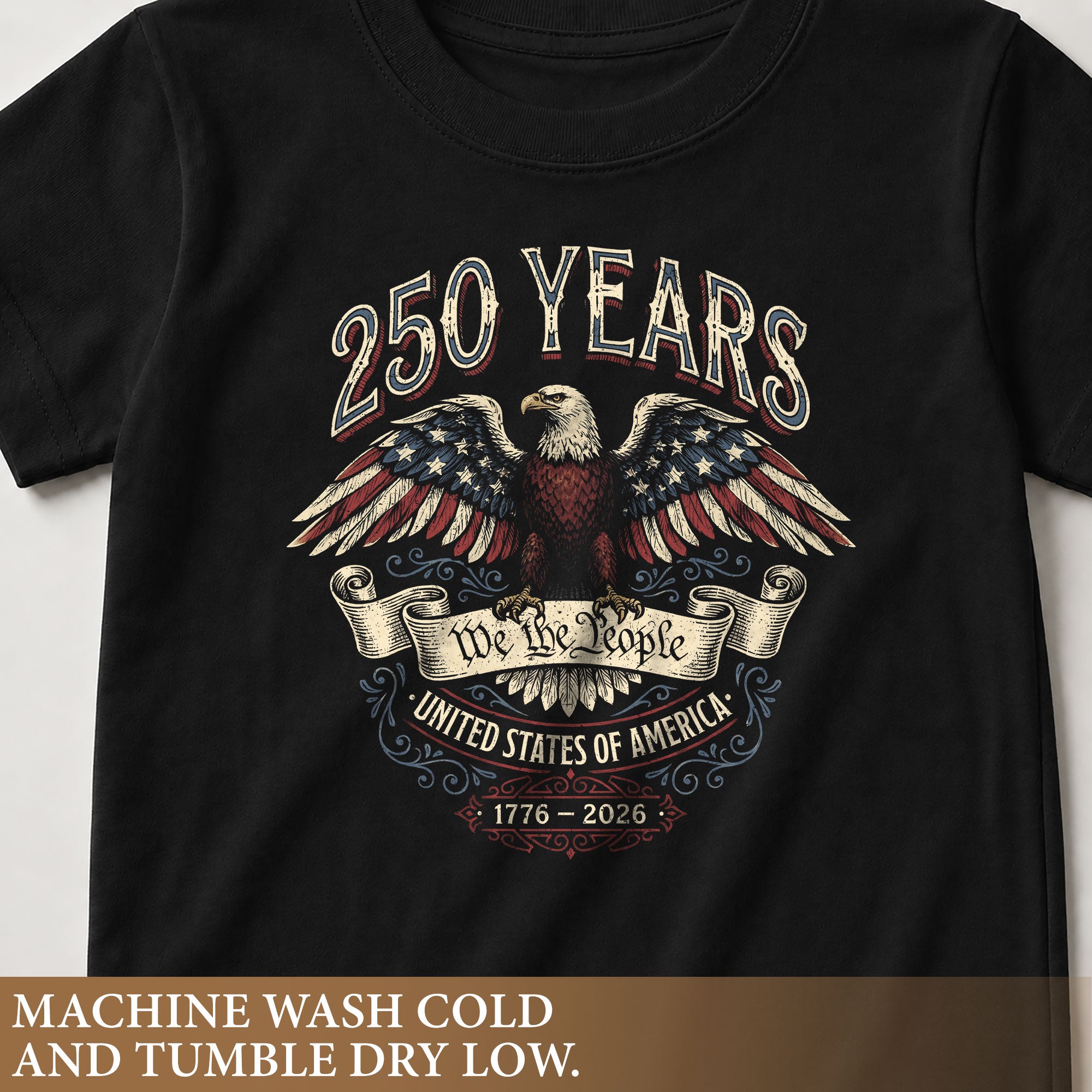 Kids 250 Years T-Shirt We The People Eagle Patriotic USA Youth Tee 1776–2026