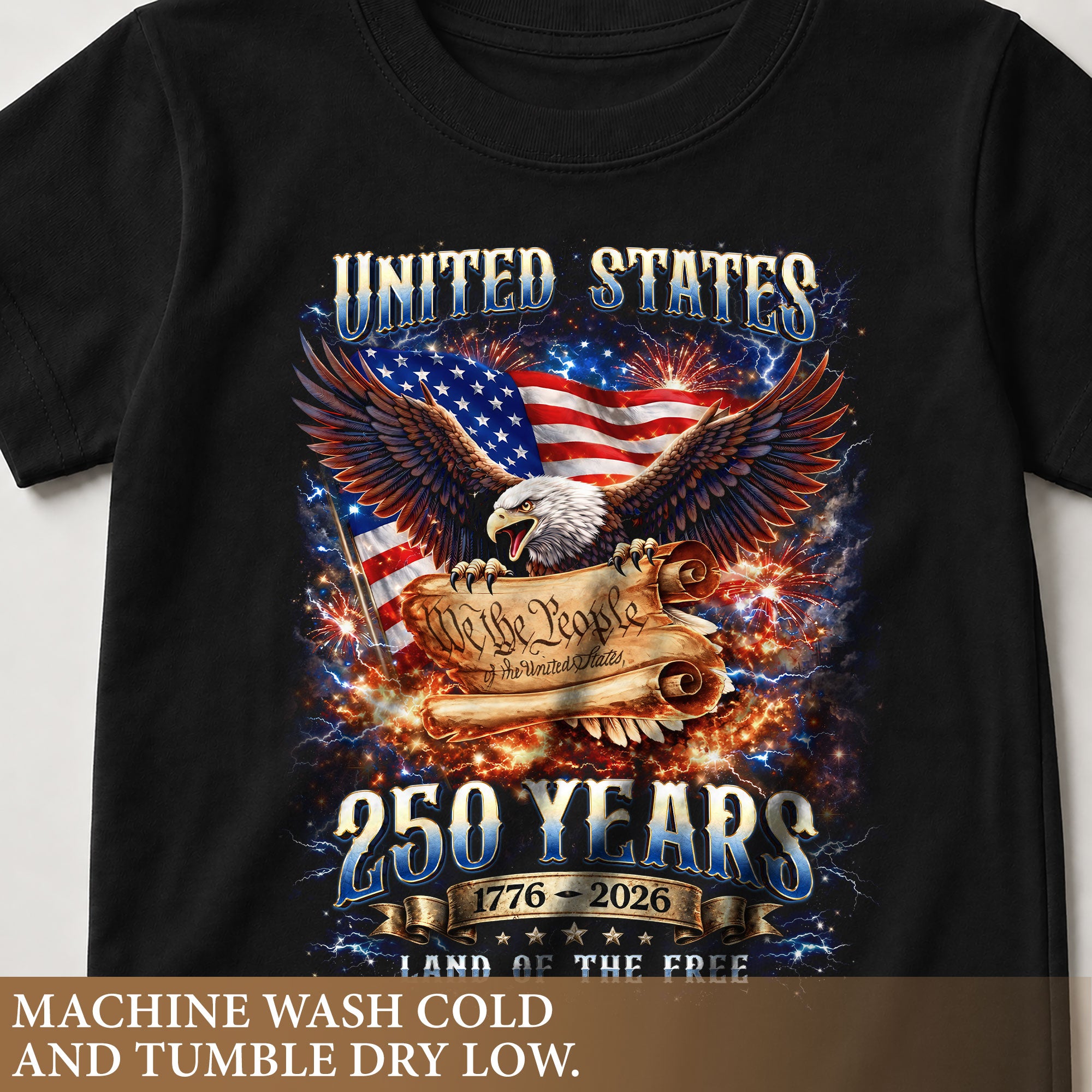 Kids United States 250 Years T-Shirt We The People Eagle Patriotic Tee 1776–2026