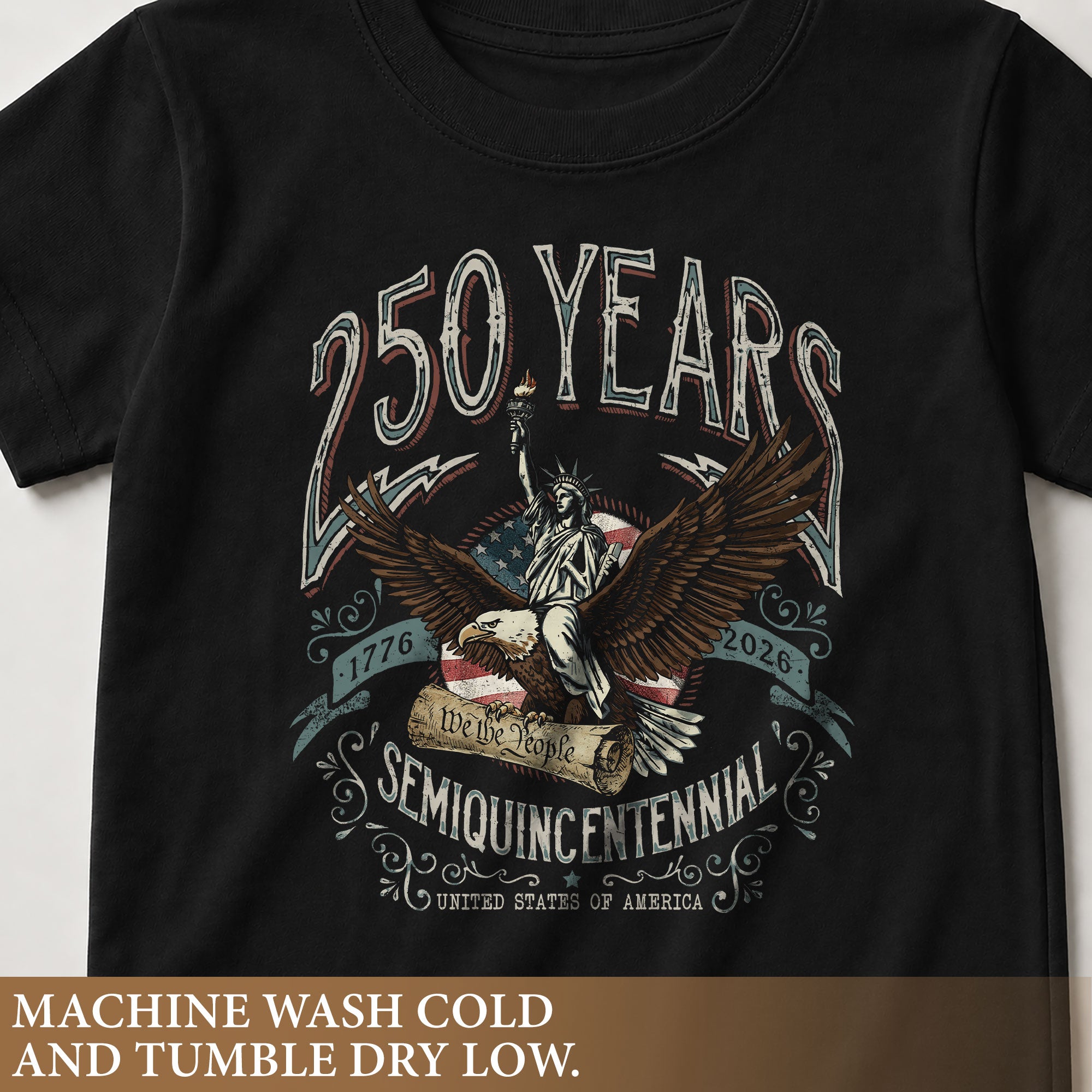 Kids 250 Years T-Shirt We The People Eagle Liberty Patriotic USA Tee 1776–2026