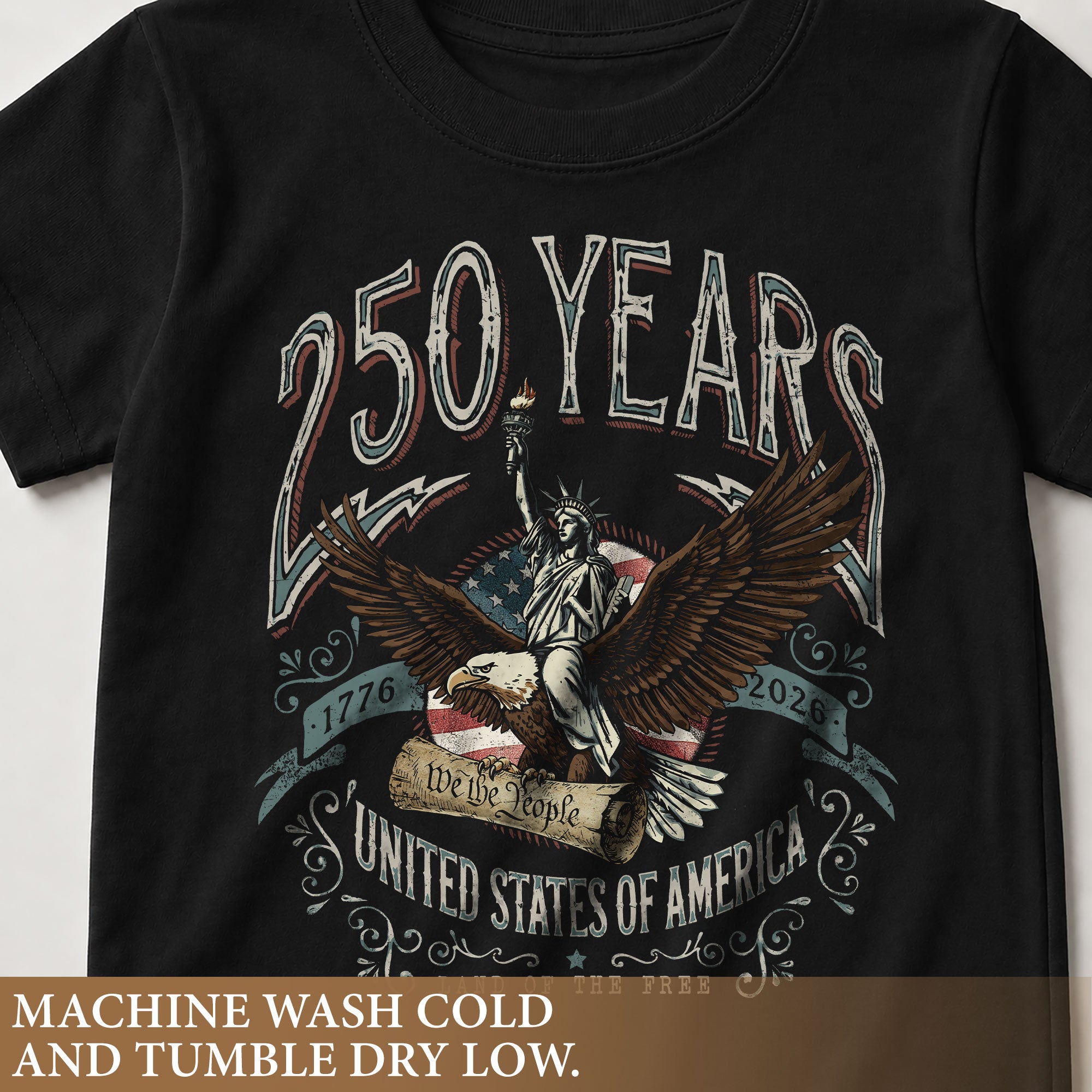 Kids 250 Years T-Shirt We The People Eagle Liberty Patriotic USA Tee 1776–2026