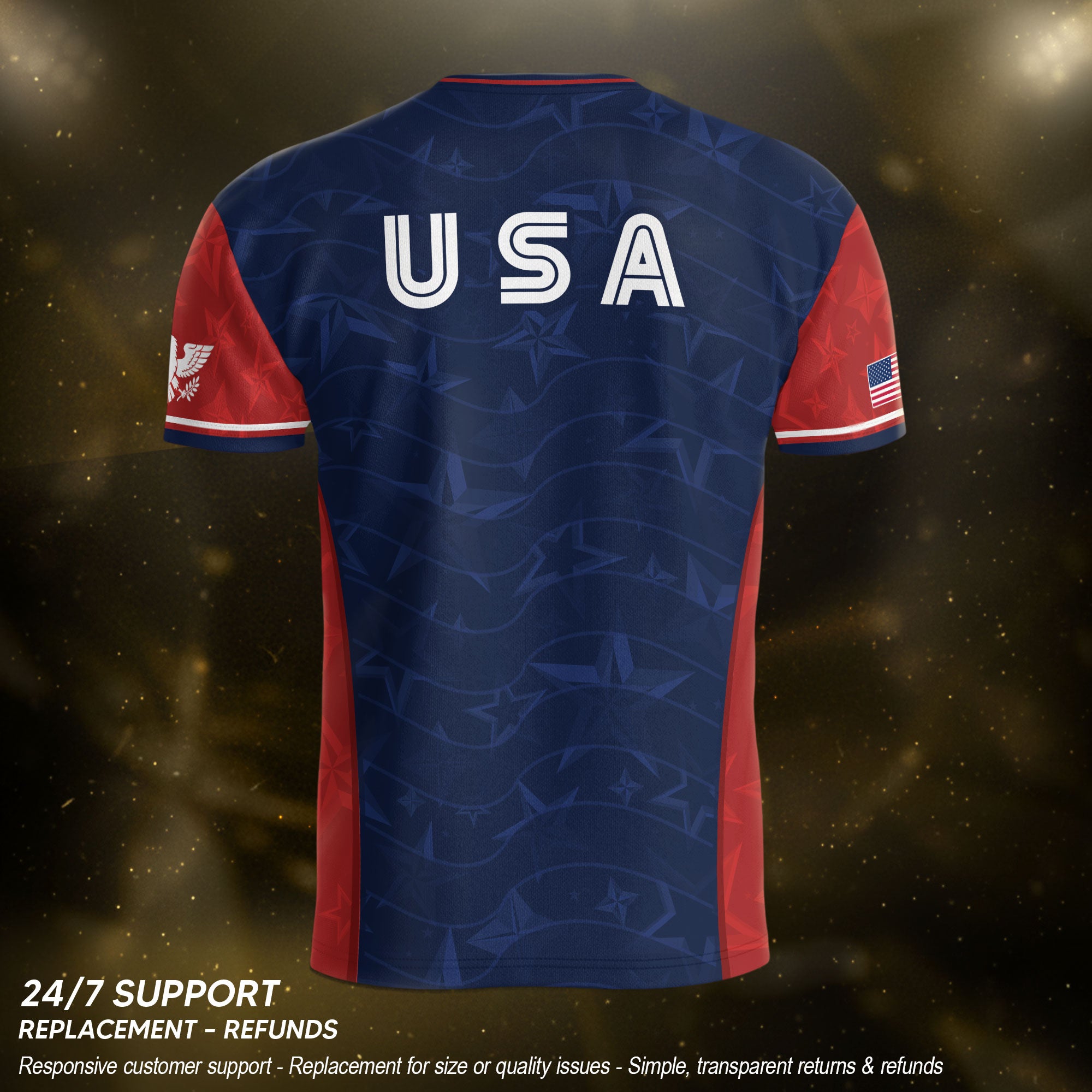 Navy Orange USA Soccer Jersey Men Patriotic Stars Stripes American Football Shirt Fan Gear