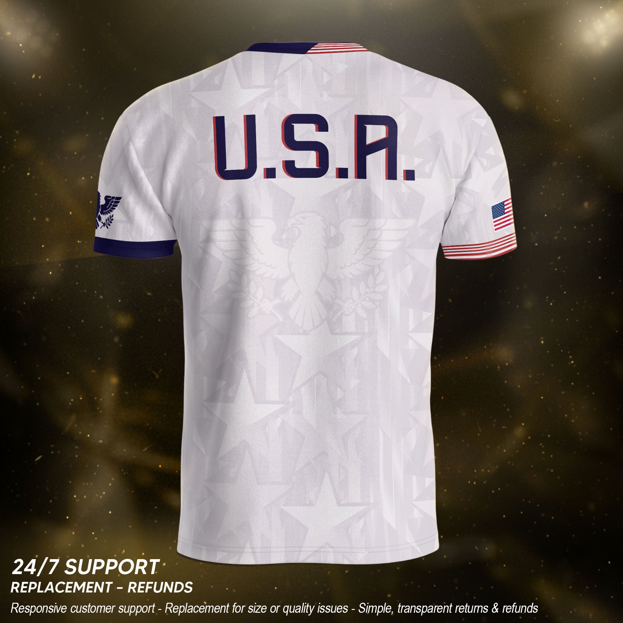 White USA Soccer Jersey Men Patriotic United States Football Shirt Team Sportswear Gift