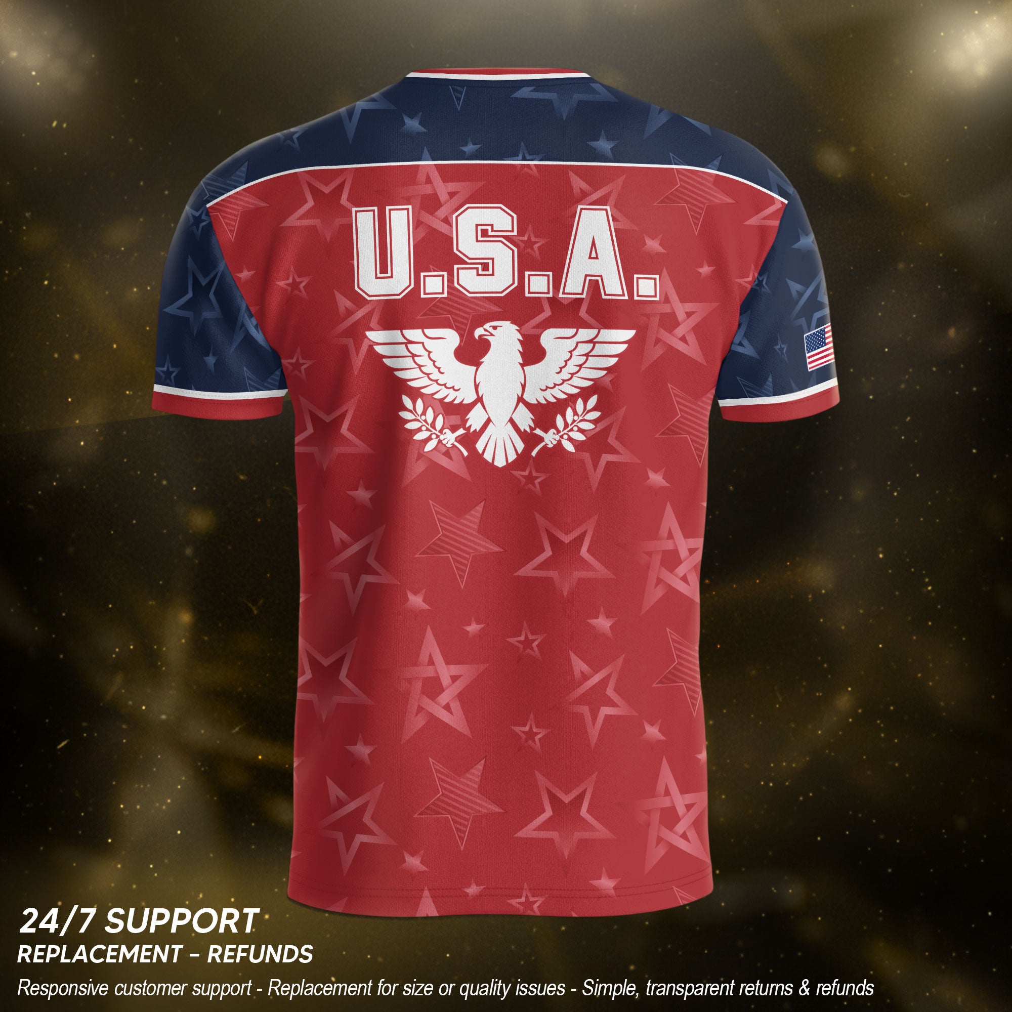 Orange Navy USA Soccer Jersey Men Patriotic United States Football Shirt White Eagle Crest Gift