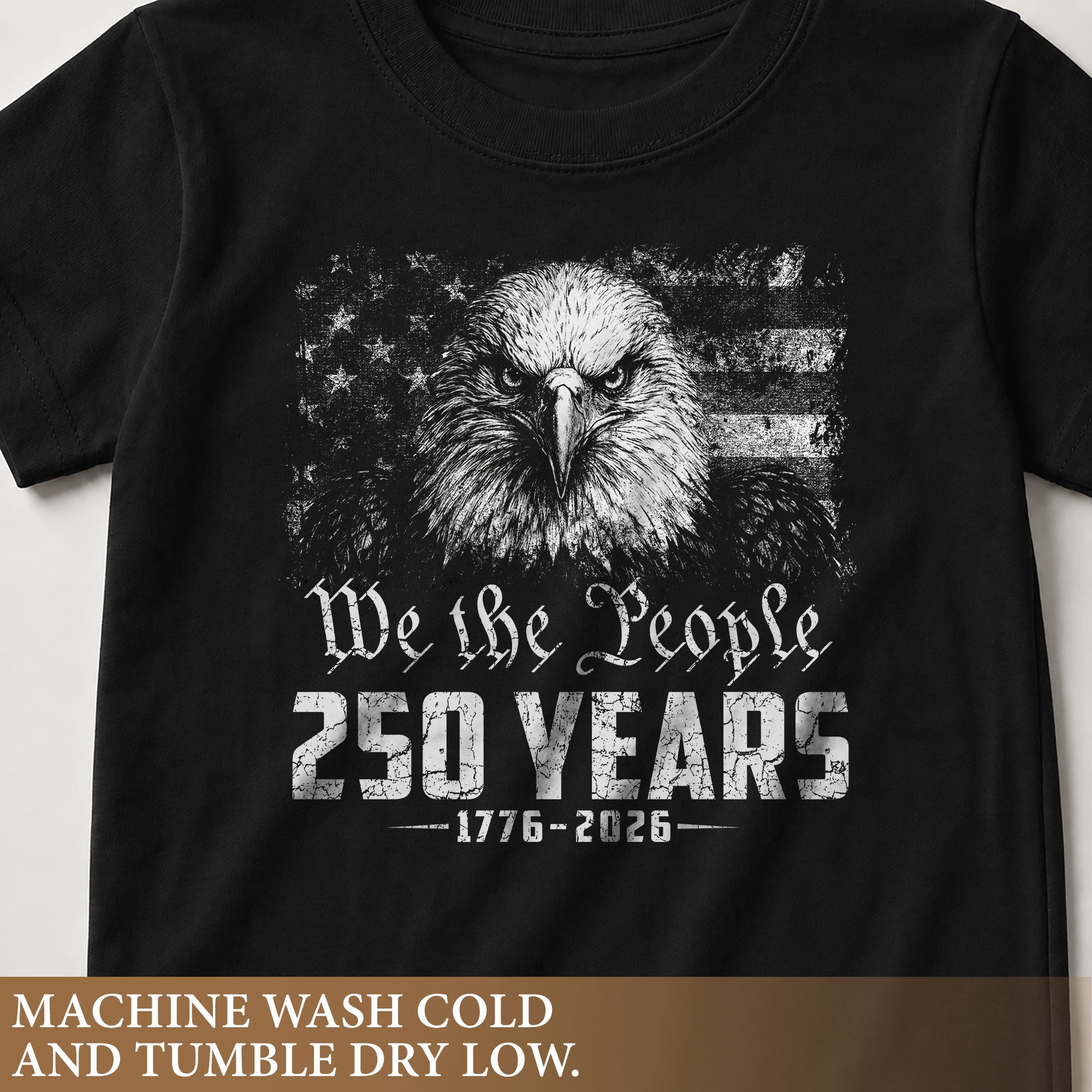 250 Years Kids T-Shirt Vintage Patriotic Bald Eagle American Flag 1776-2026 Youth Shirt