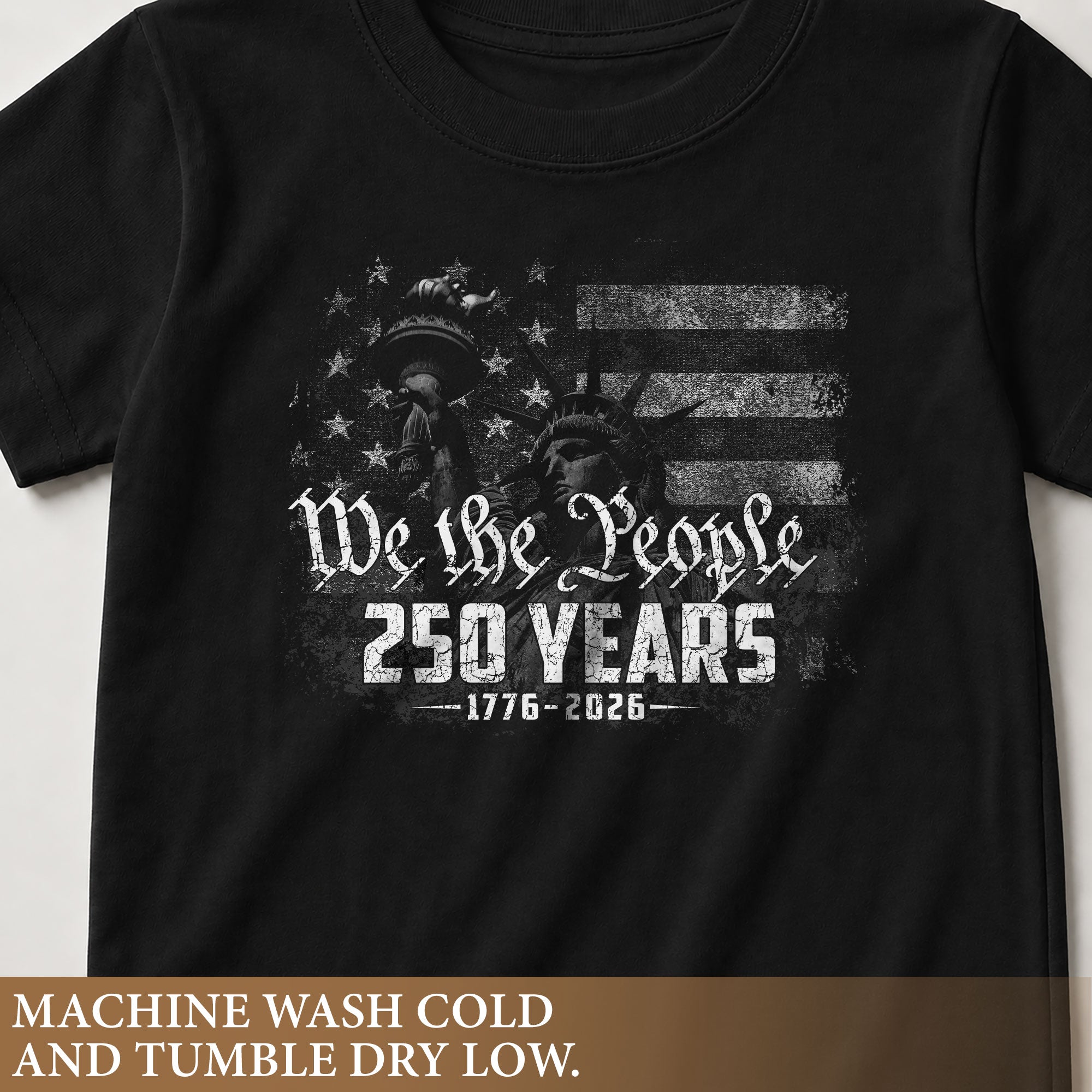 250 Years Kids T-Shirt Statue of Liberty Independence Day Patriotic American Flag Youth