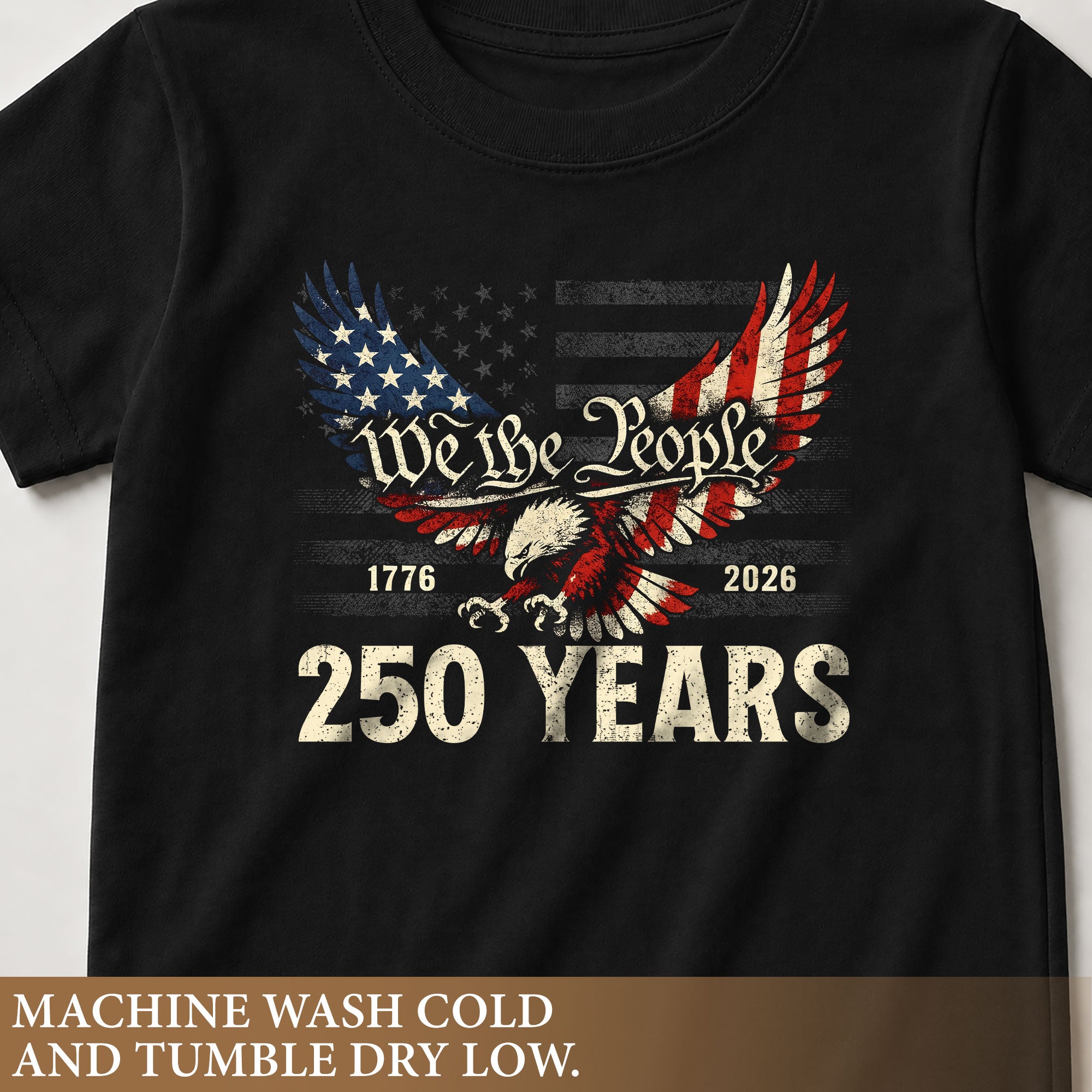 Kids T-Shirt We The People Patriotic Eagle American Flag 1776-2026 Youth Shirt