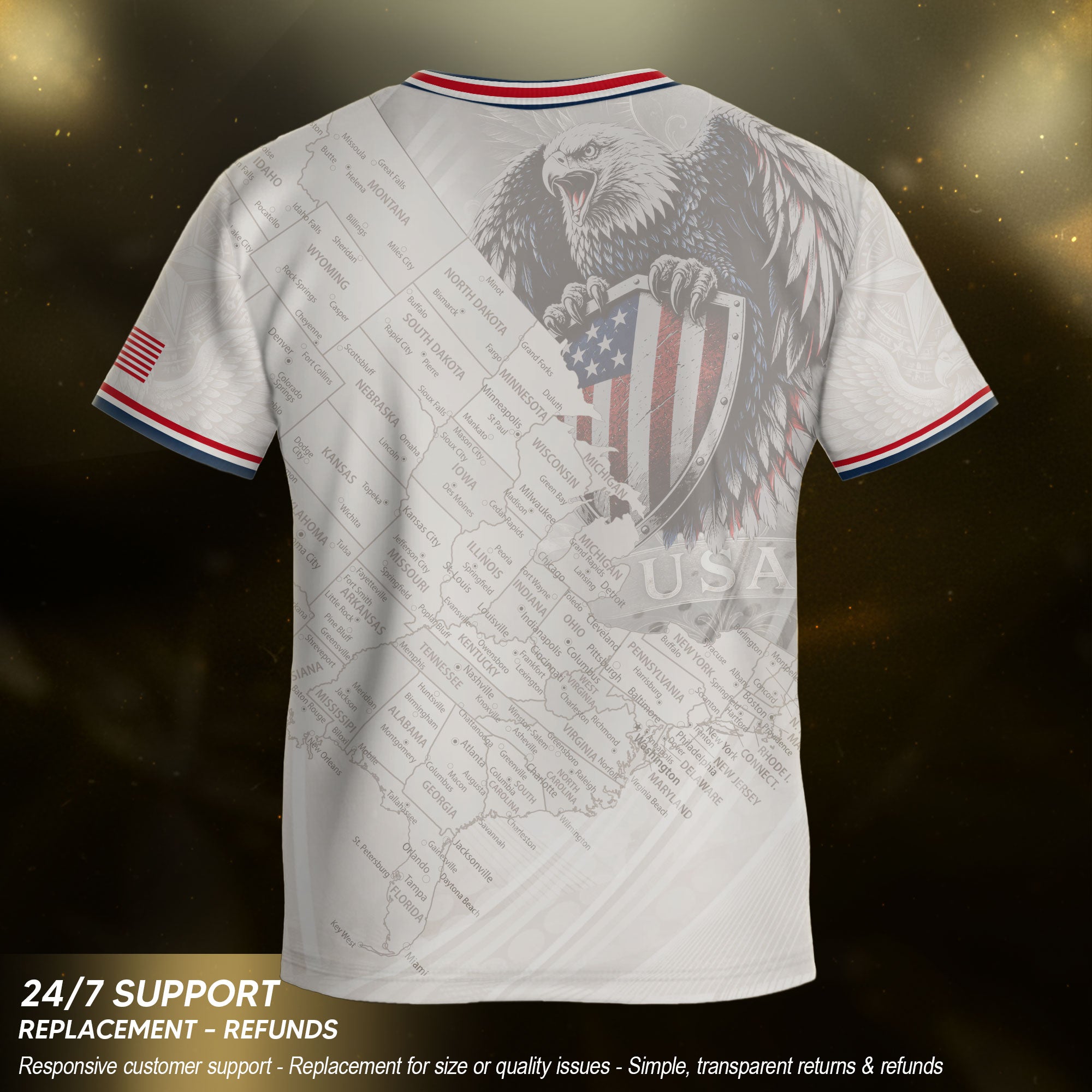 USA Kids Soccer Jersey Set White Eagle Patriotic Youth Football Outfit Kit