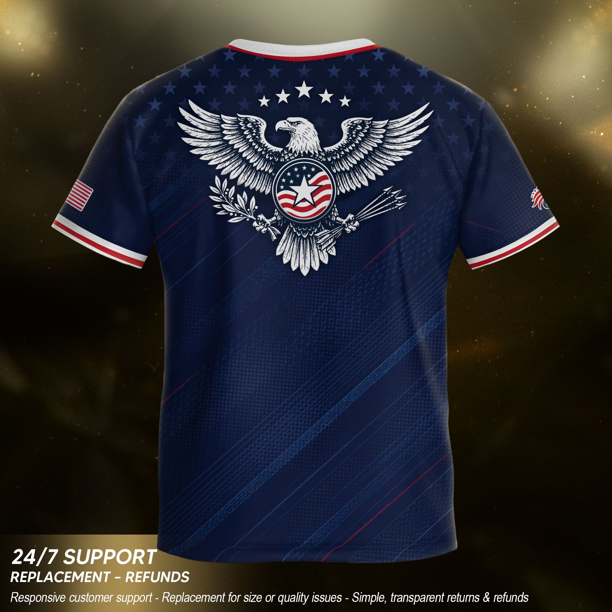 USA Kids Soccer Jersey Set Navy Blue Eagle Shield Youth Football Kit