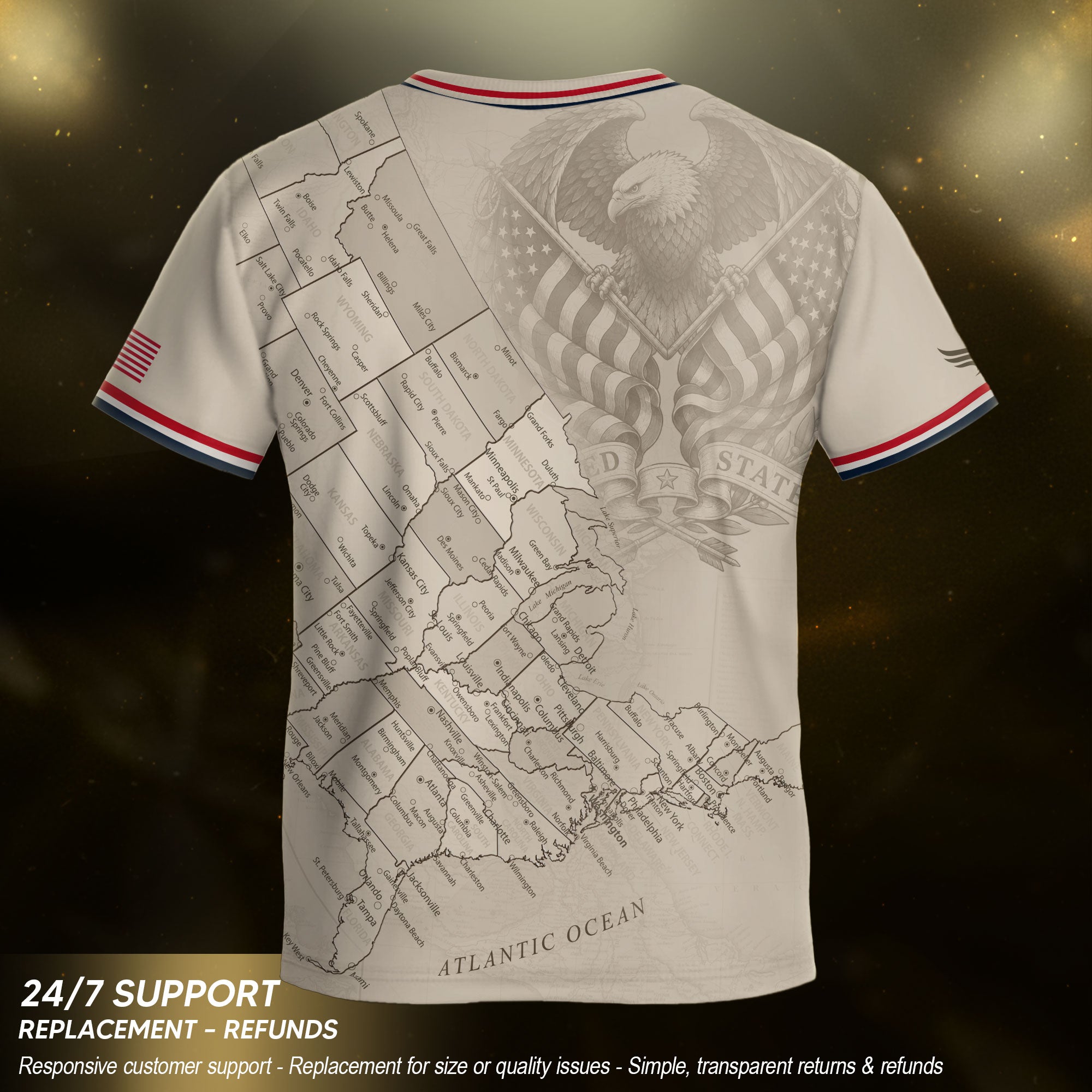 USA Kids Soccer Jersey Set Off White Map Graphic Youth Football Kit