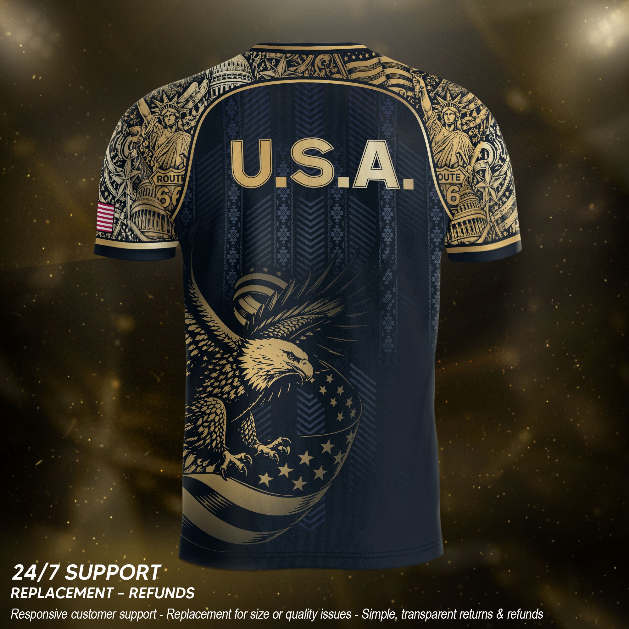 Adult Soccer Jersey Blue Edition Elite Eagle Emblem Patriotic Athletic Sport Top
