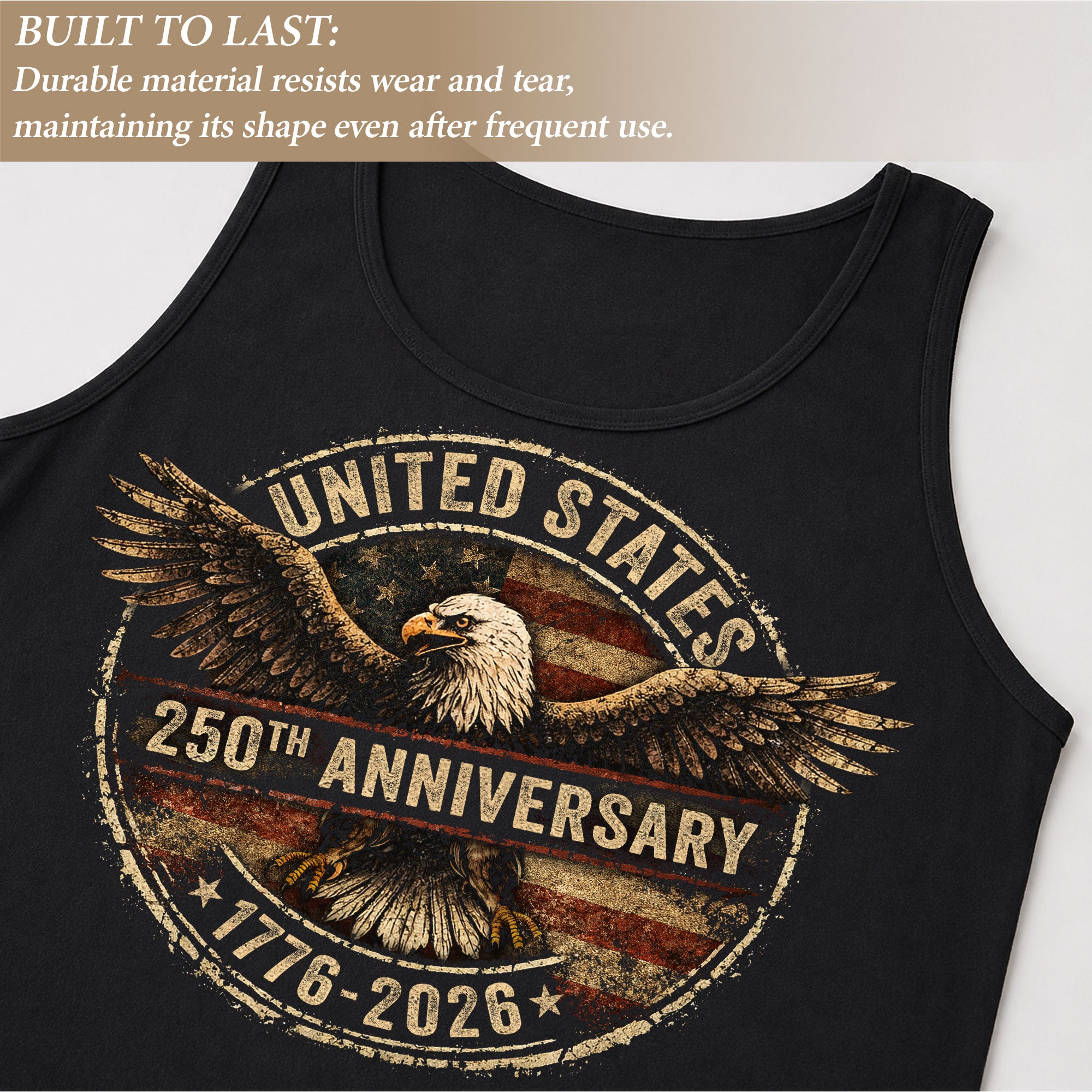 United States Mens Tank Top 1776-2026 Patriotic 250th Anniversary Eagle Flag