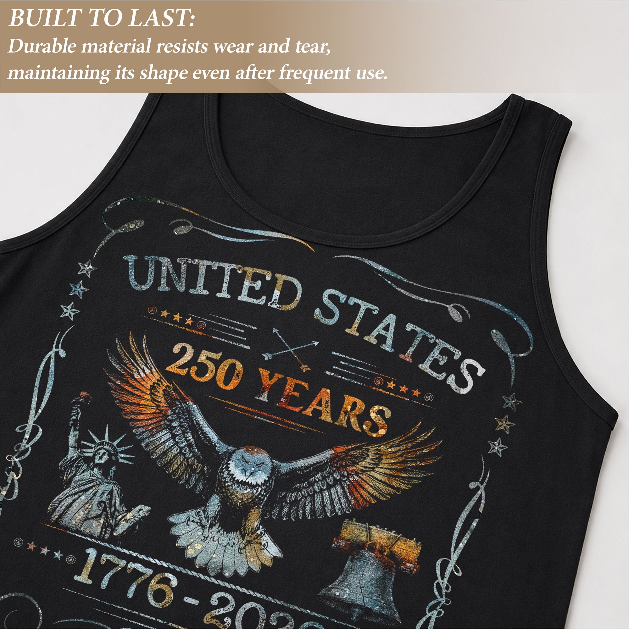 USA 1776-2026 Mens Tank Top Patriotic 250 Years Vintage Ornate Frame Eagle