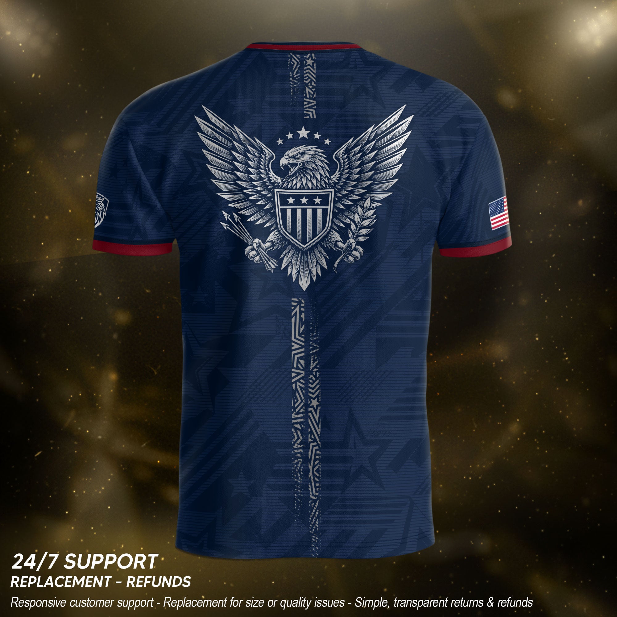Patriotic Eagle Adult USA Soccer Jersey Navy Blue Shirt United States Football Tee