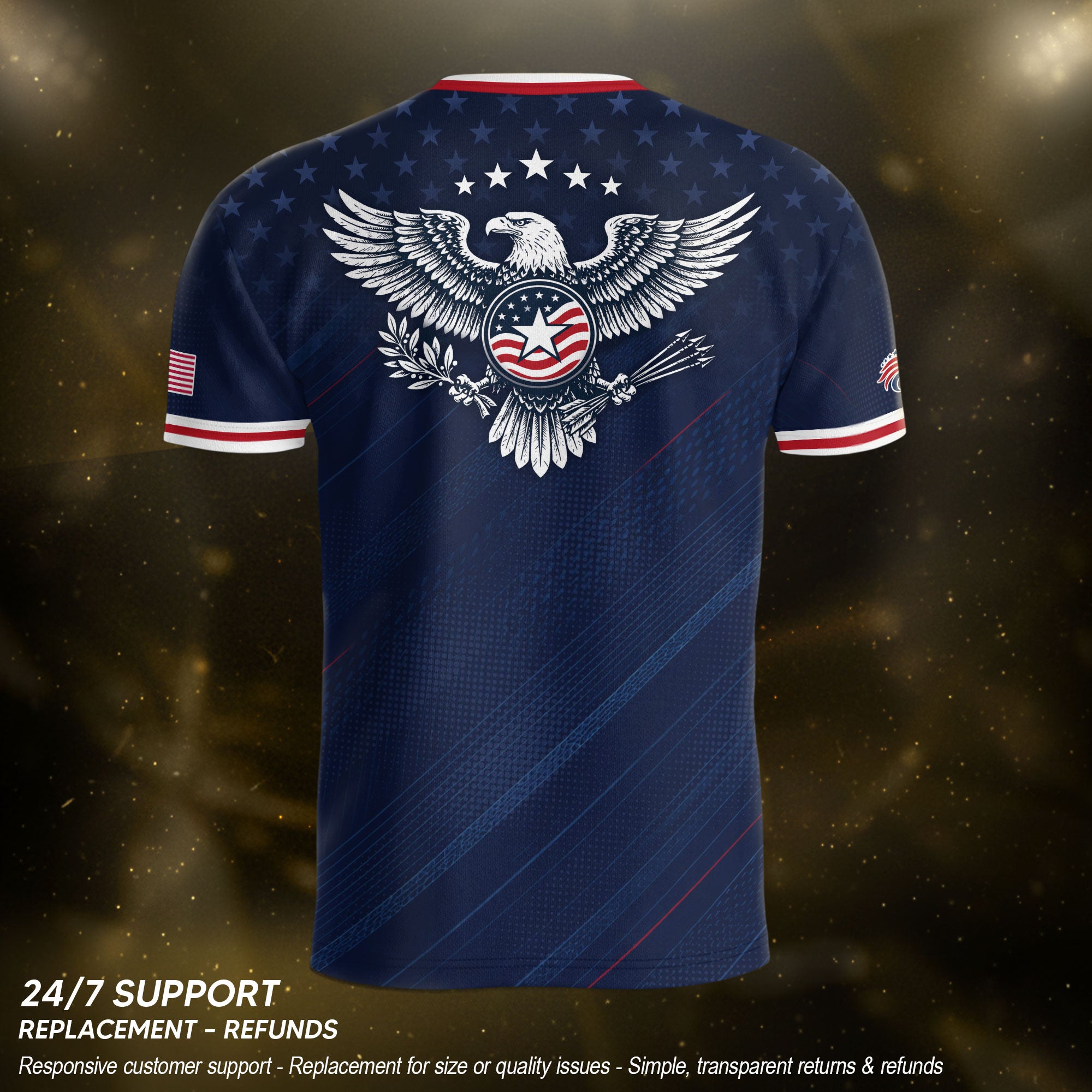 Navy USA Soccer Jersey Men Patriotic United States Football Shirt Silver USA Text Gift